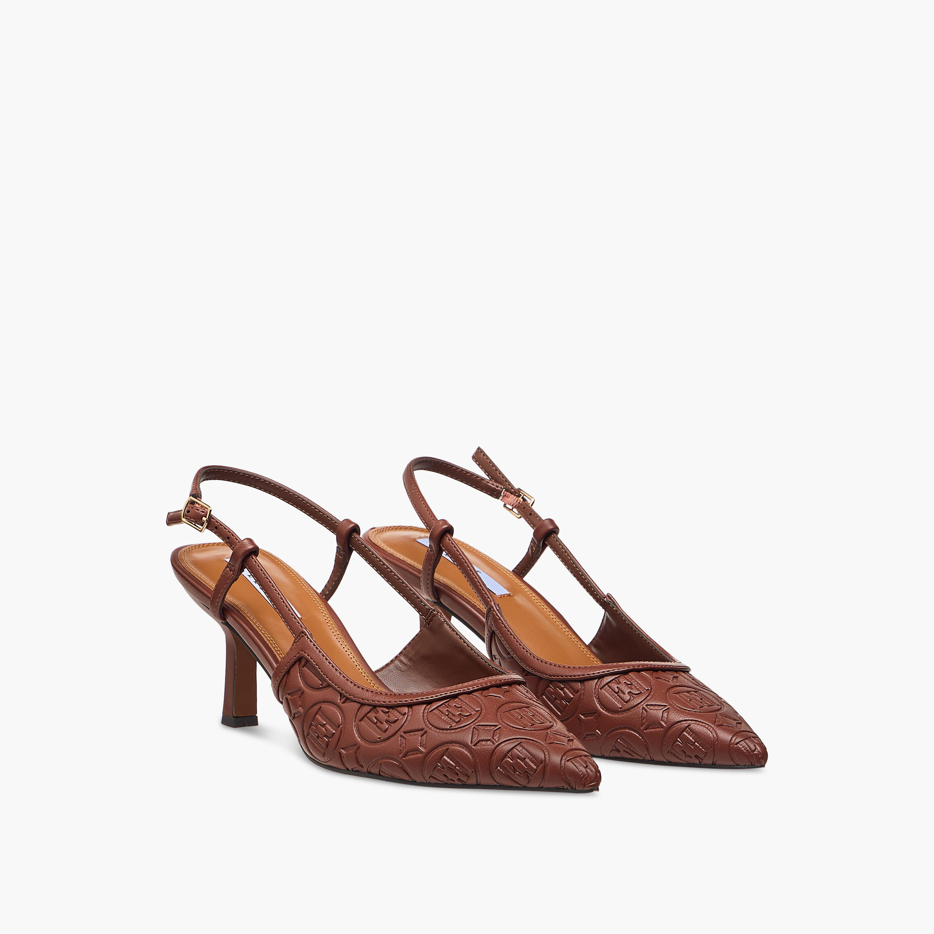 Elle Women's Monogram Detail Shoes with Buckle Closure and Stiletto Heels-women-shoes-sandals-heeled-image-1