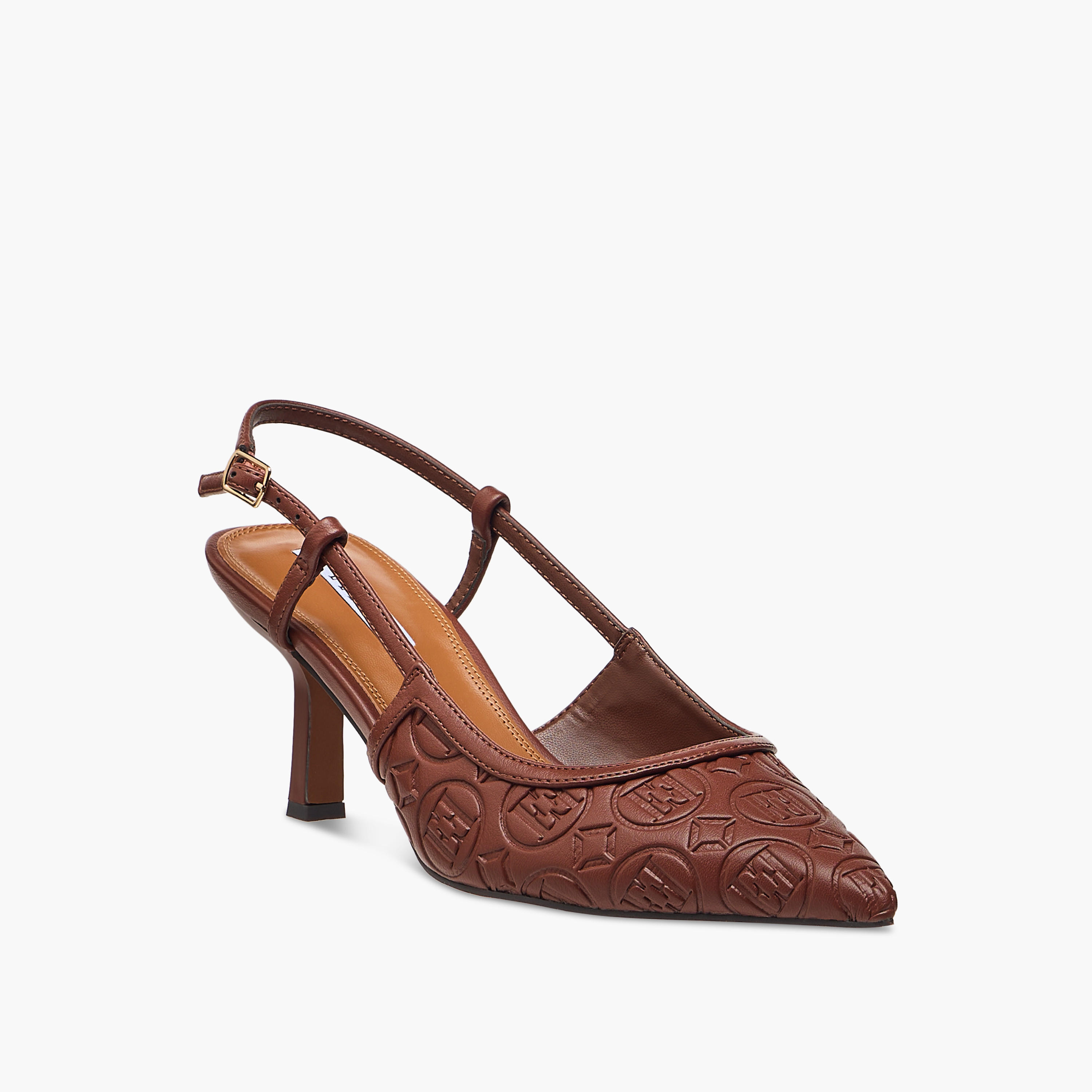 Elle Women's Monogram Detail Shoes with Buckle Closure and Stiletto Heels-women-shoes-sandals-heeled-image-2