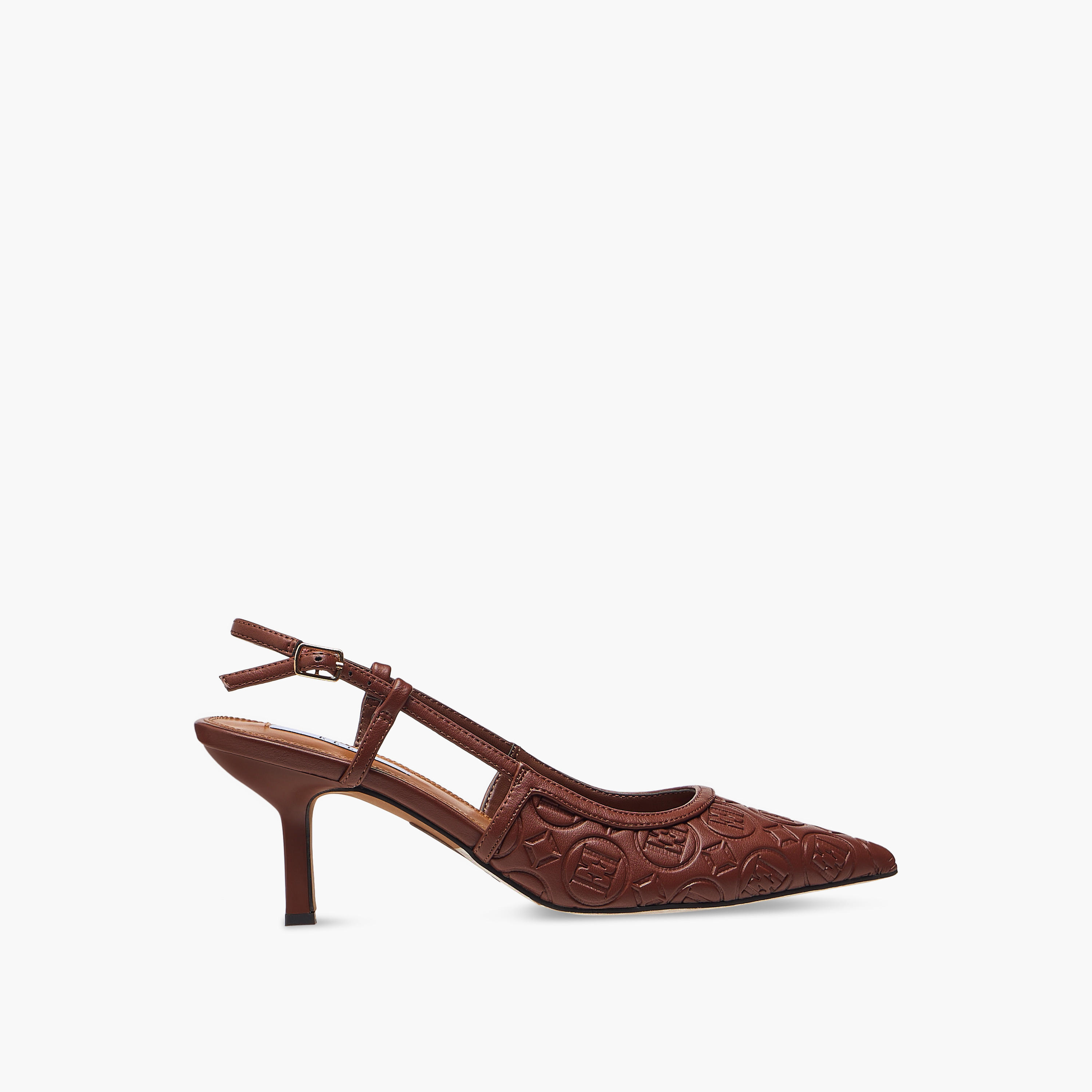Elle Women's Monogram Detail Shoes with Buckle Closure and Stiletto Heels-women-shoes-sandals-heeled-image-3