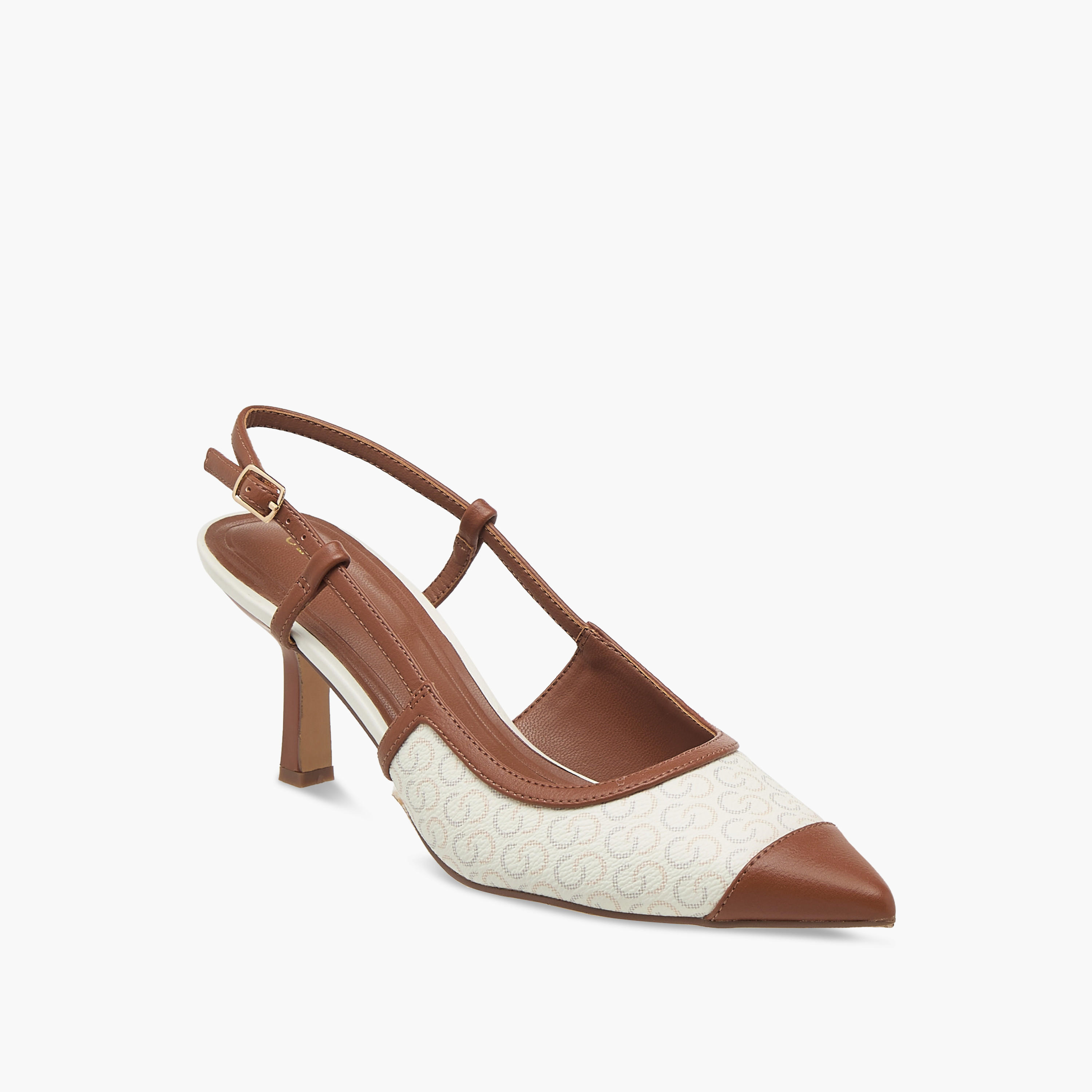 Celeste Women's Monogram Print Slingback Shoes with Kitten Heels-women-shoes-sandals-heeled-image-2