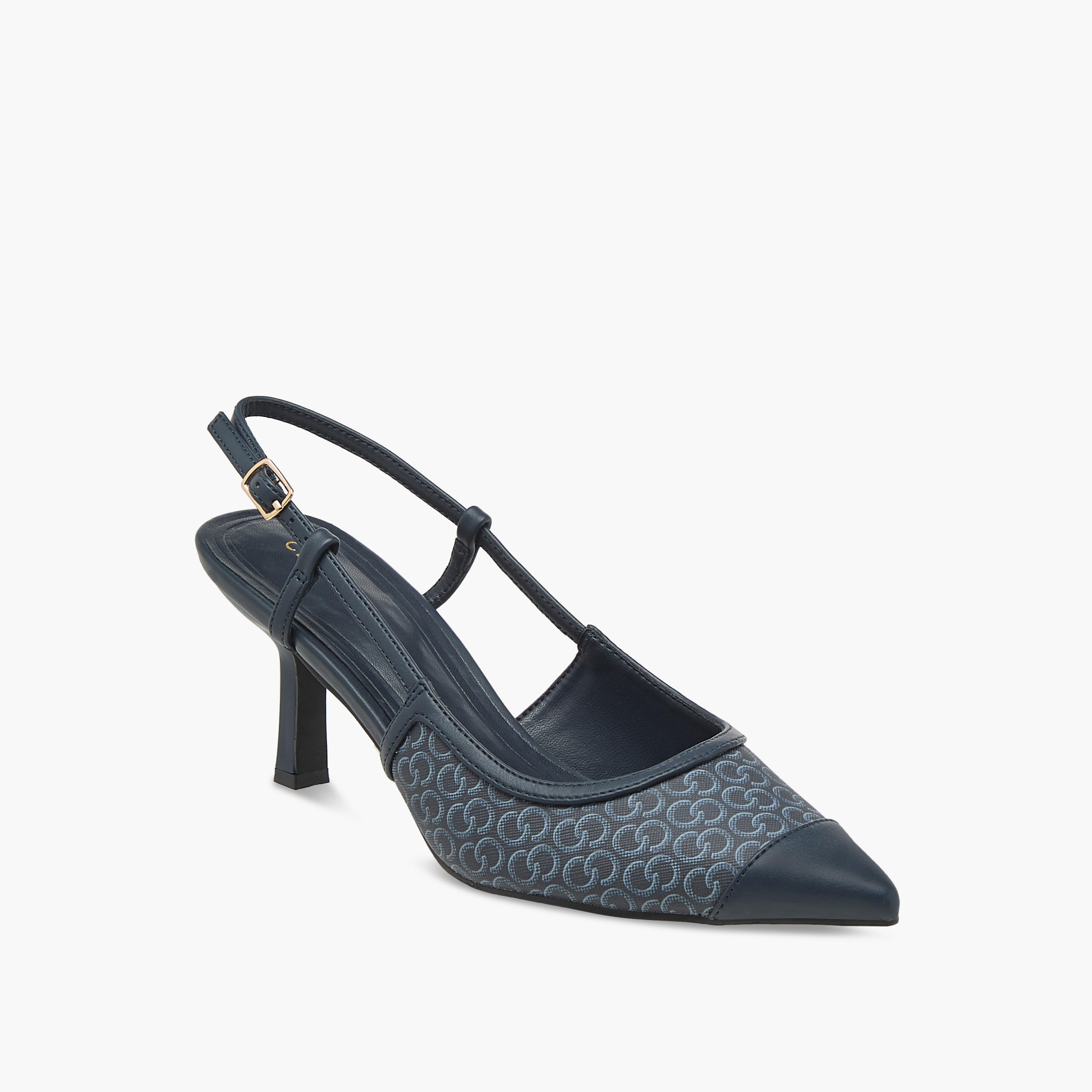 Celeste Women's Monogram Print Slingback Shoes with Kitten Heels-women-shoes-sandals-heeled-image-2