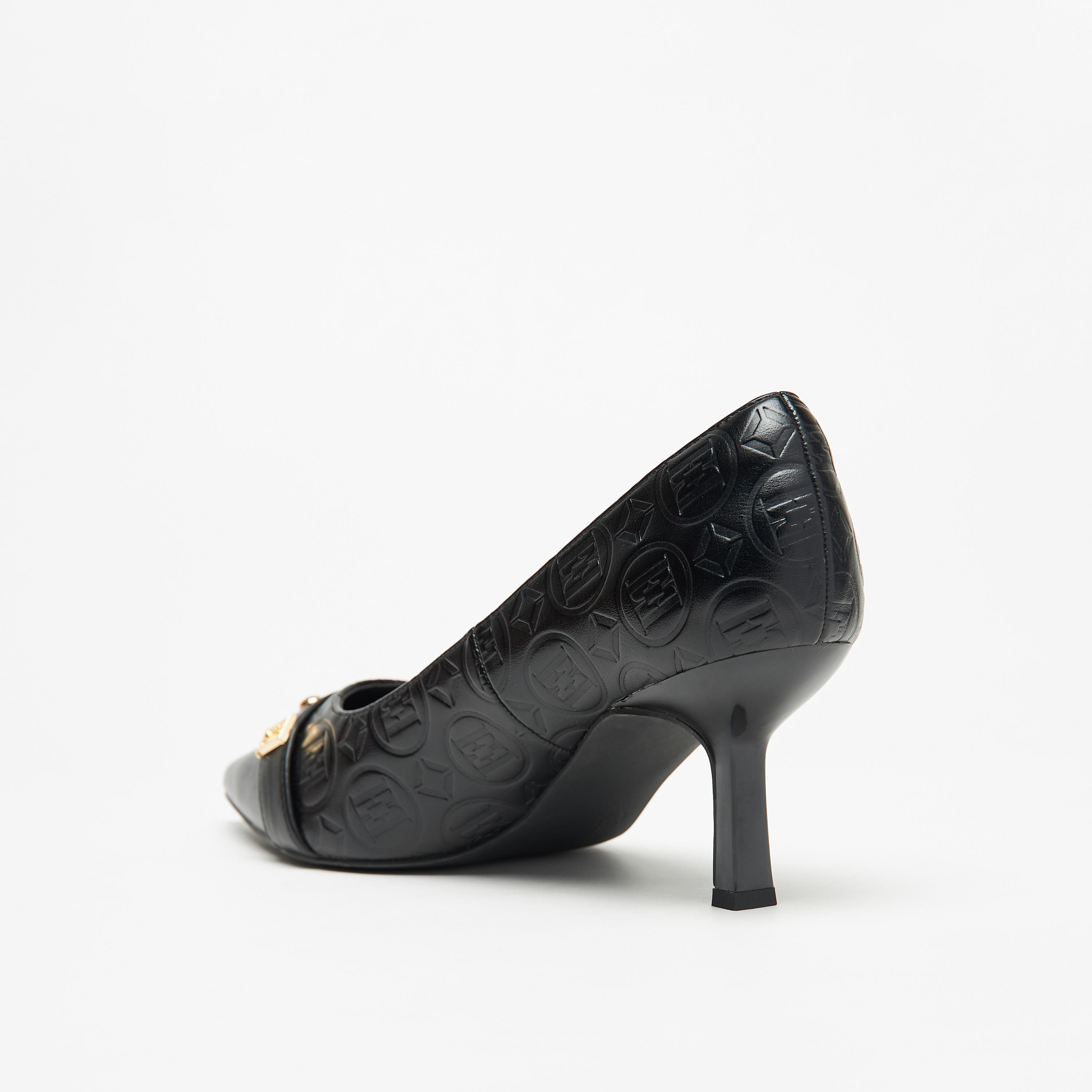 Elle Women's Monogram Embossed Pumps with Kitten Heels-women-shoes-heels-image-7