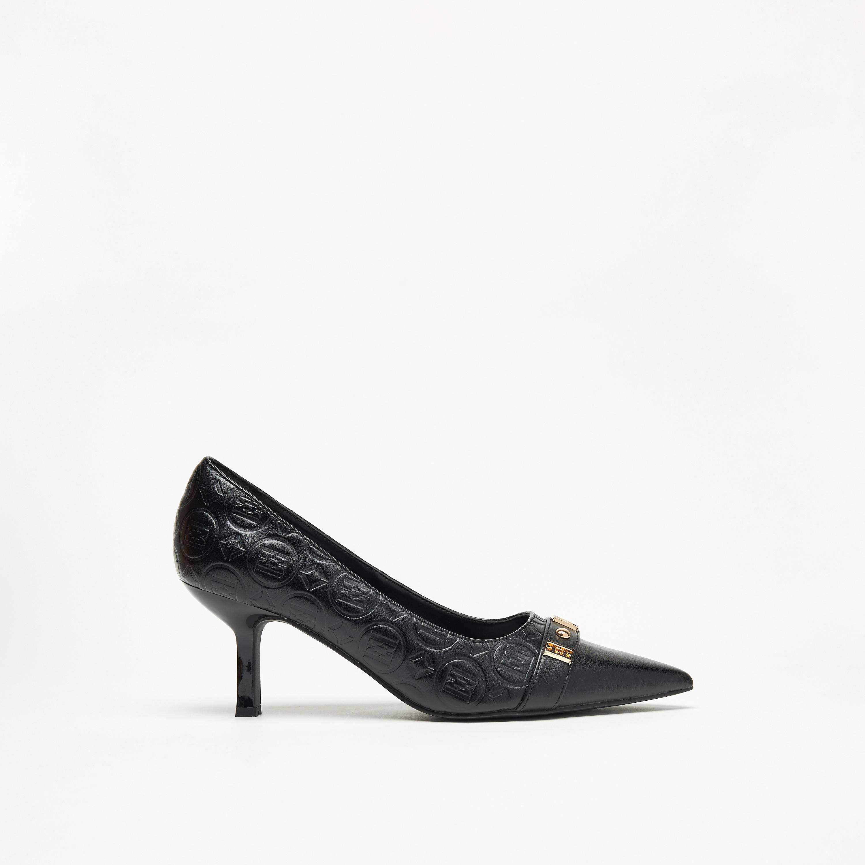 Elle Women's Monogram Embossed Pumps with Kitten Heels-women-shoes-heels-image-8