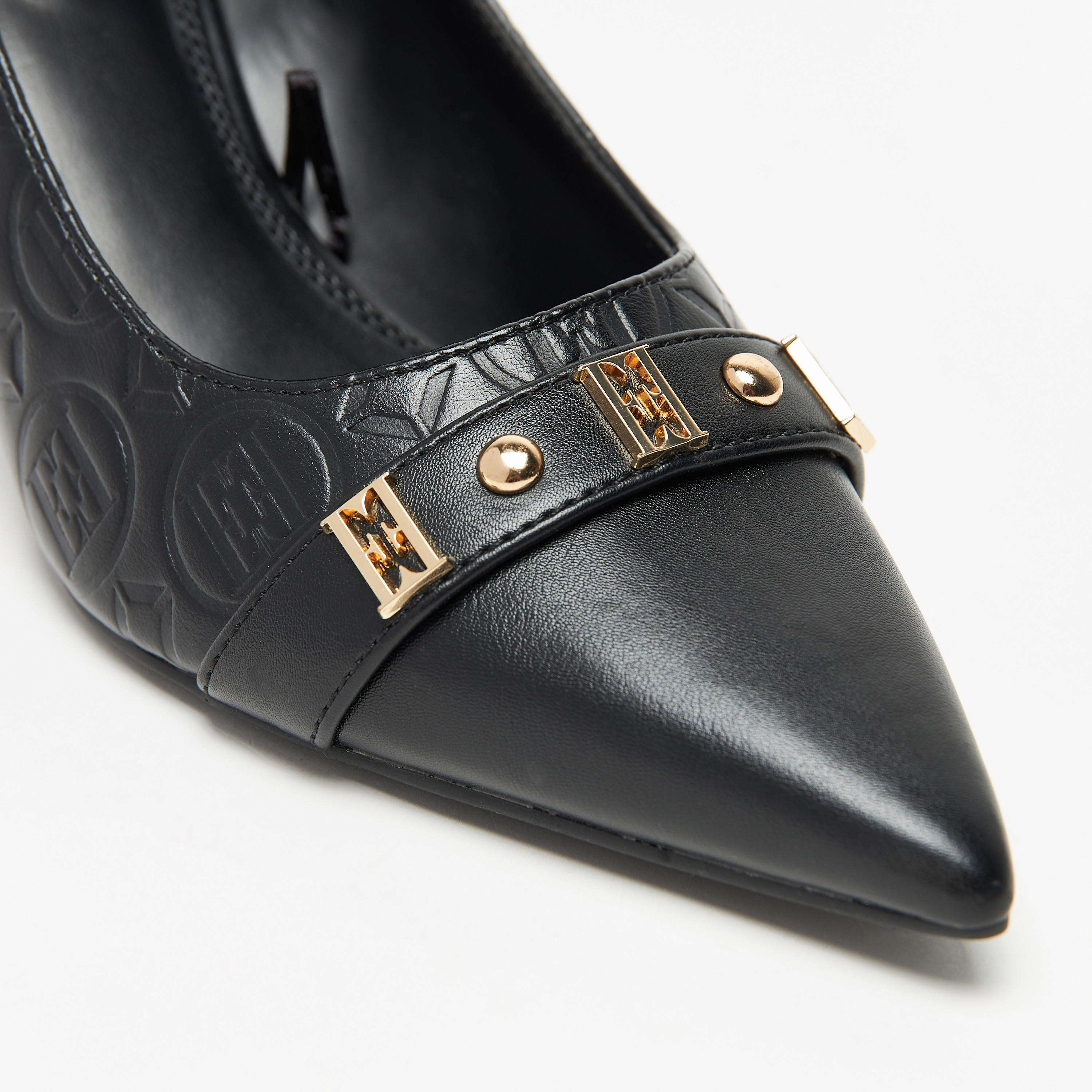 Elle Women's Monogram Embossed Pumps with Kitten Heels-women-shoes-heels-image-10