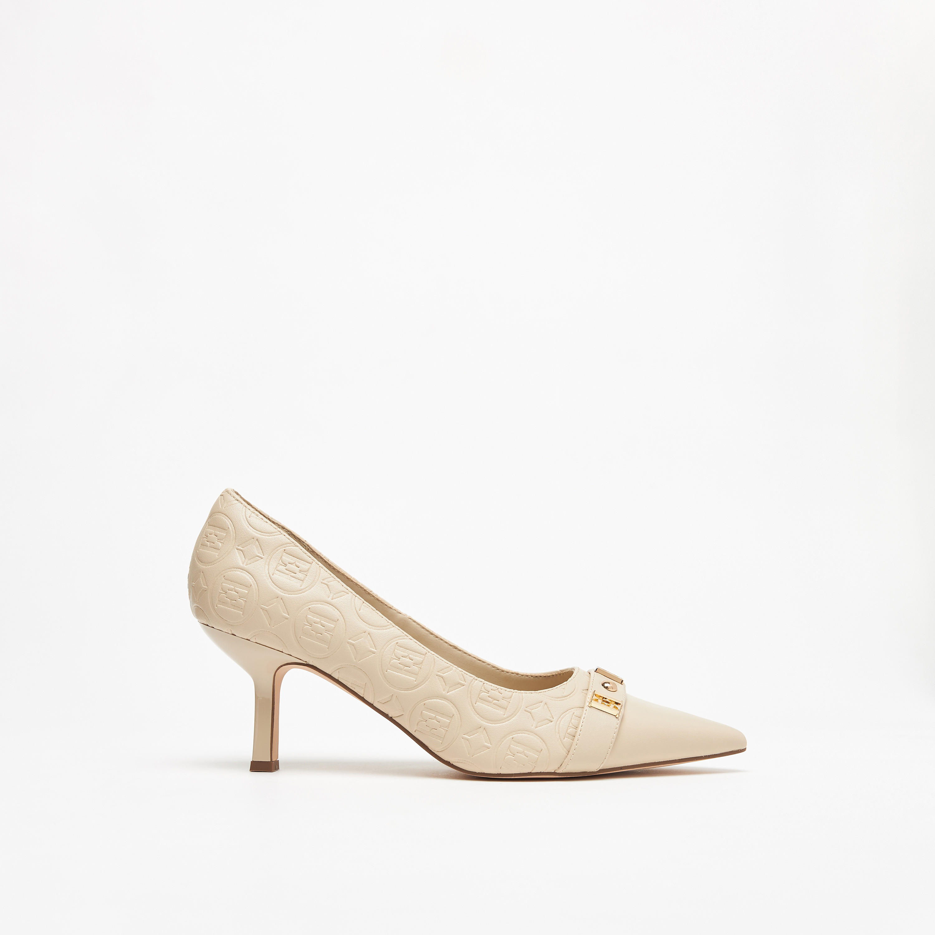Elle Women's Monogram Embossed Pumps with Kitten Heels-women-shoes-heels-image-3