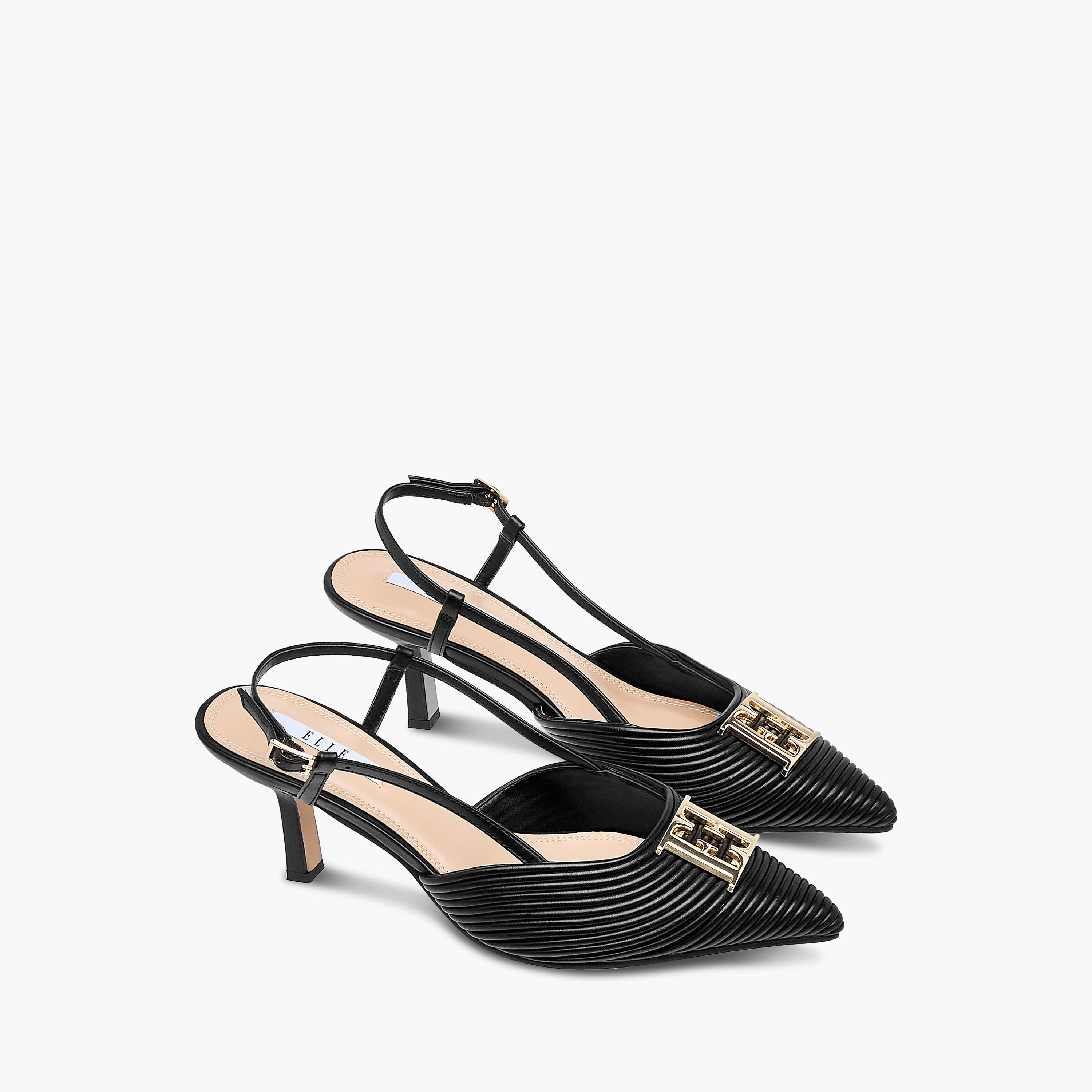 Elle Women's Logo Accent Shoes with Stiletto Heels and Buckle Closure-women-shoes-heels-image-1