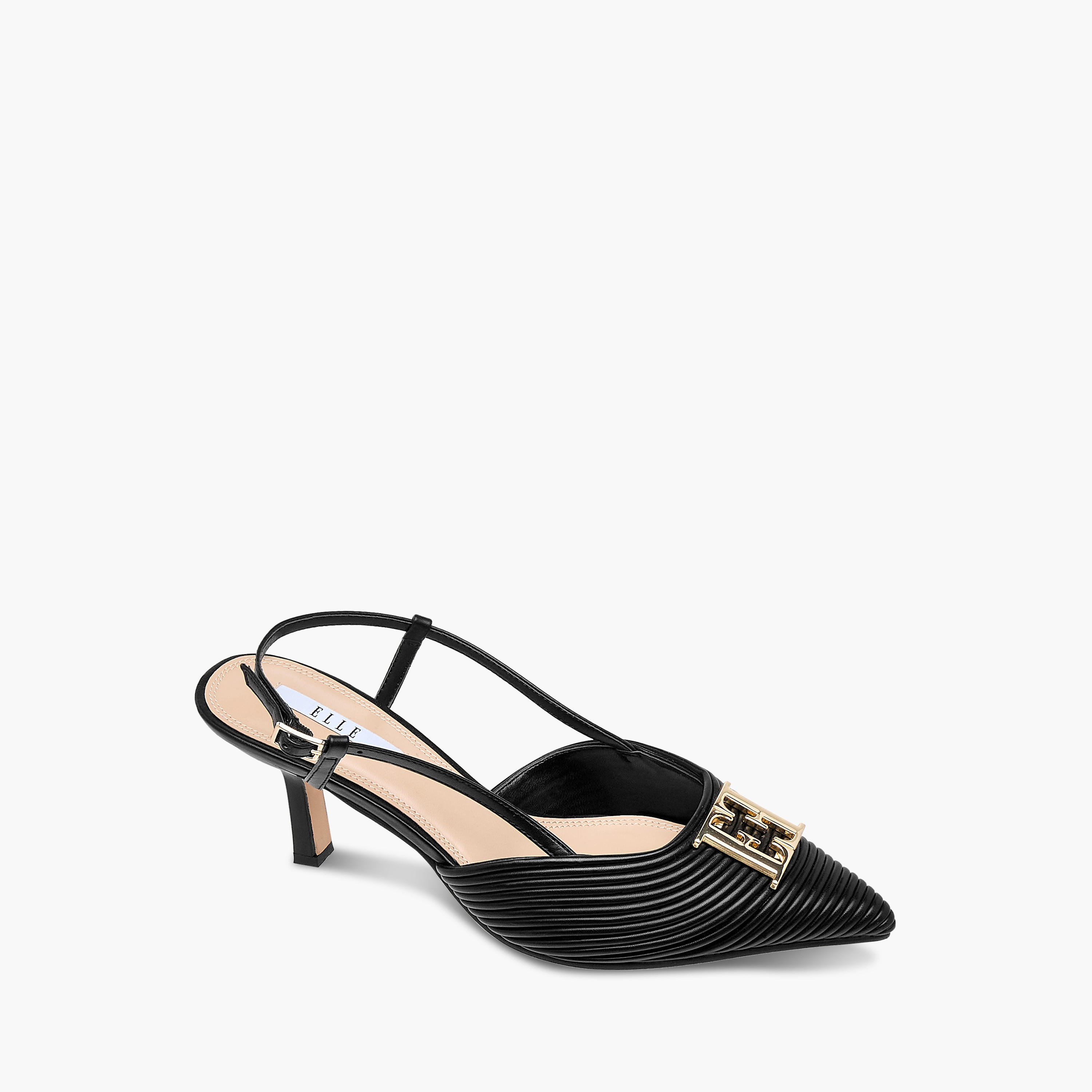 Elle Women's Logo Accent Shoes with Stiletto Heels and Buckle Closure-women-shoes-heels-image-2