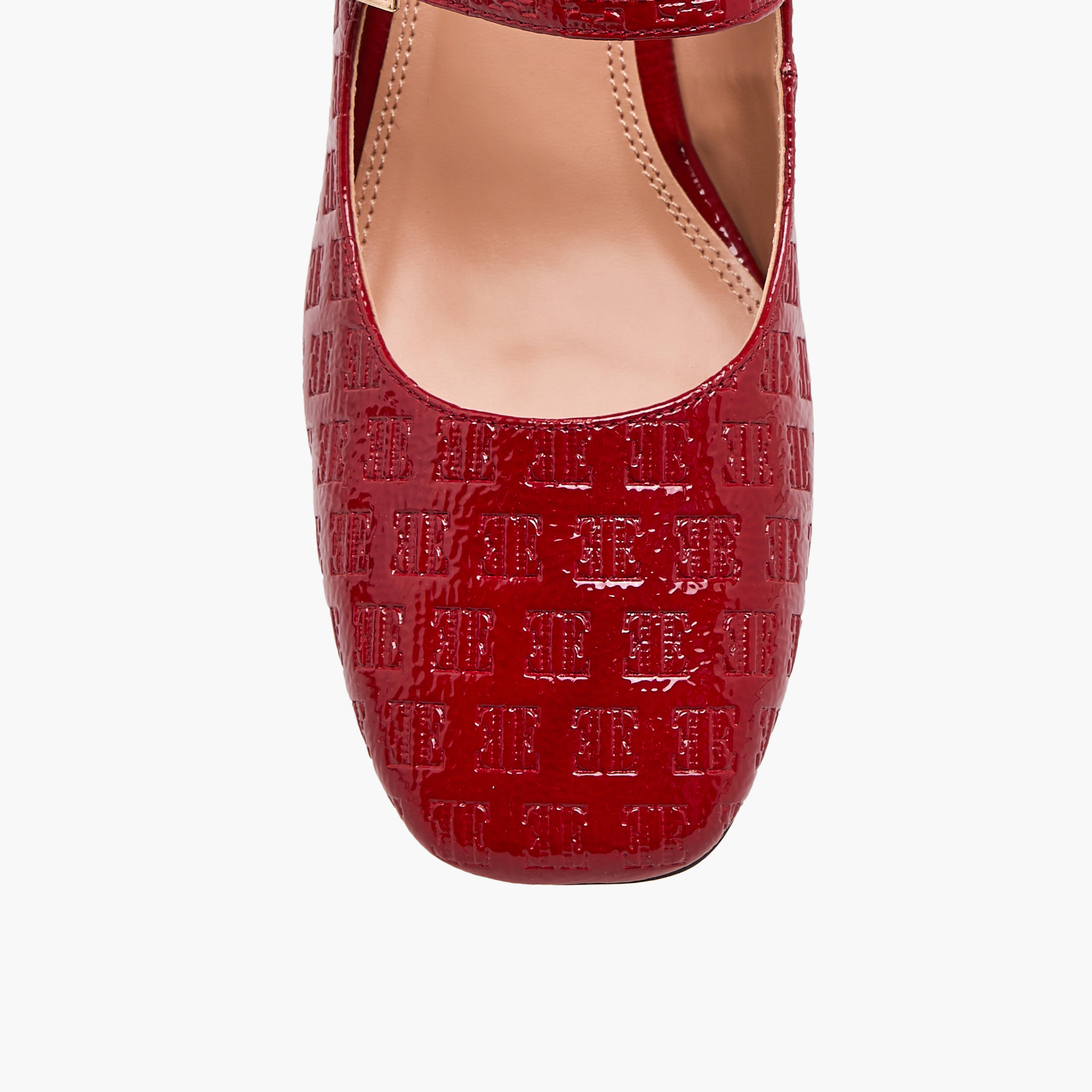 Elle Women's Logo Embossed Block Heel Shoes with Double Buckle Closure-women-shoes-heels-image-4