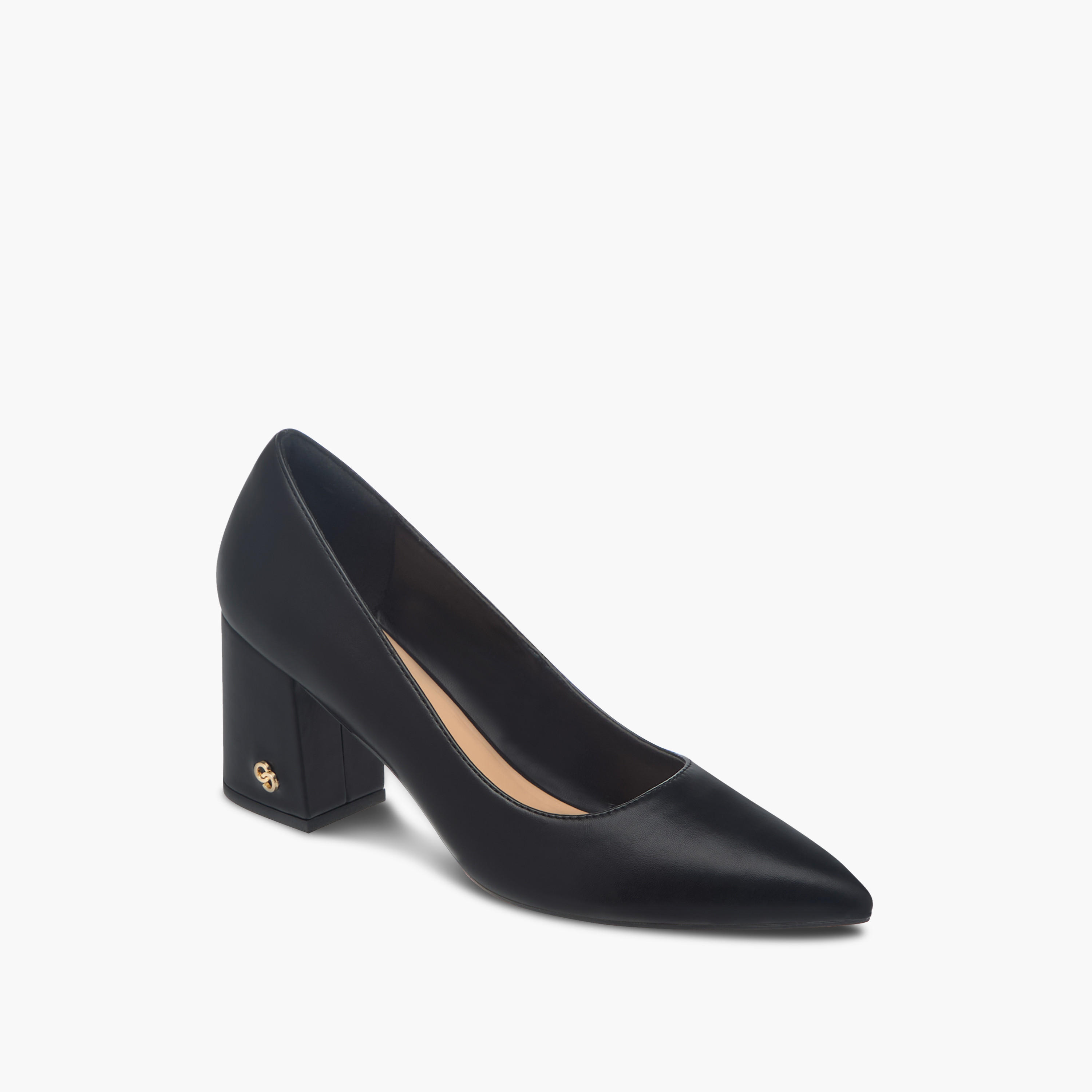Celeste Women's Solid Pointed Toe Slip-On Shoes with Block Heels-women-shoes-heels-image-2