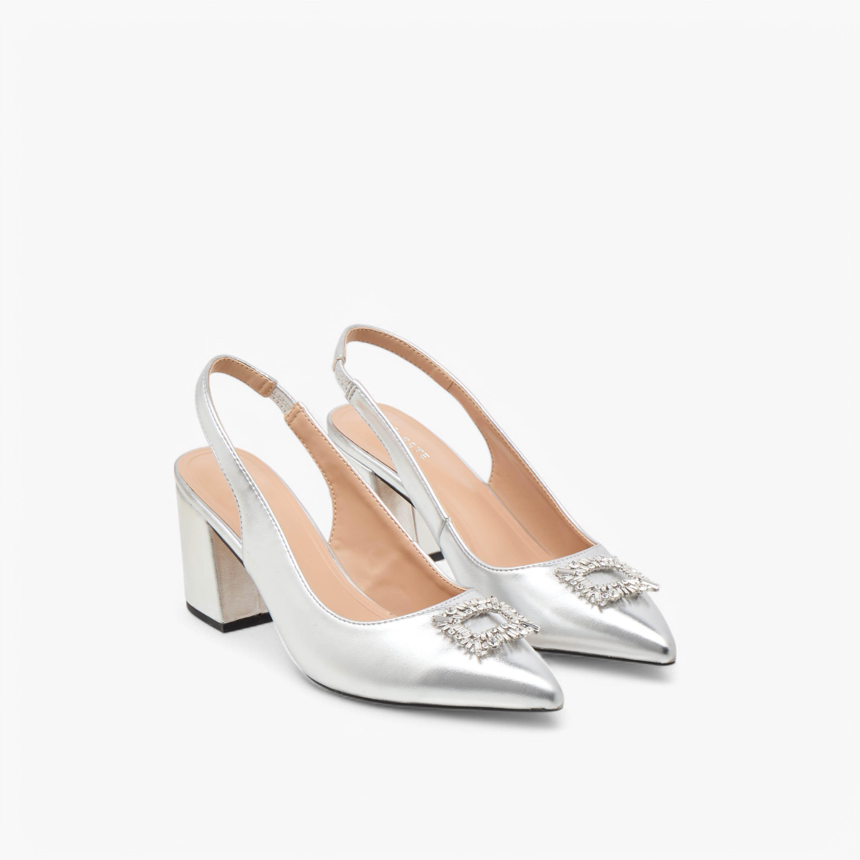 Celeste Women's Solid Slingback Shoes with Block Heels and Embellished Accent-women-shoes-heels-image-1