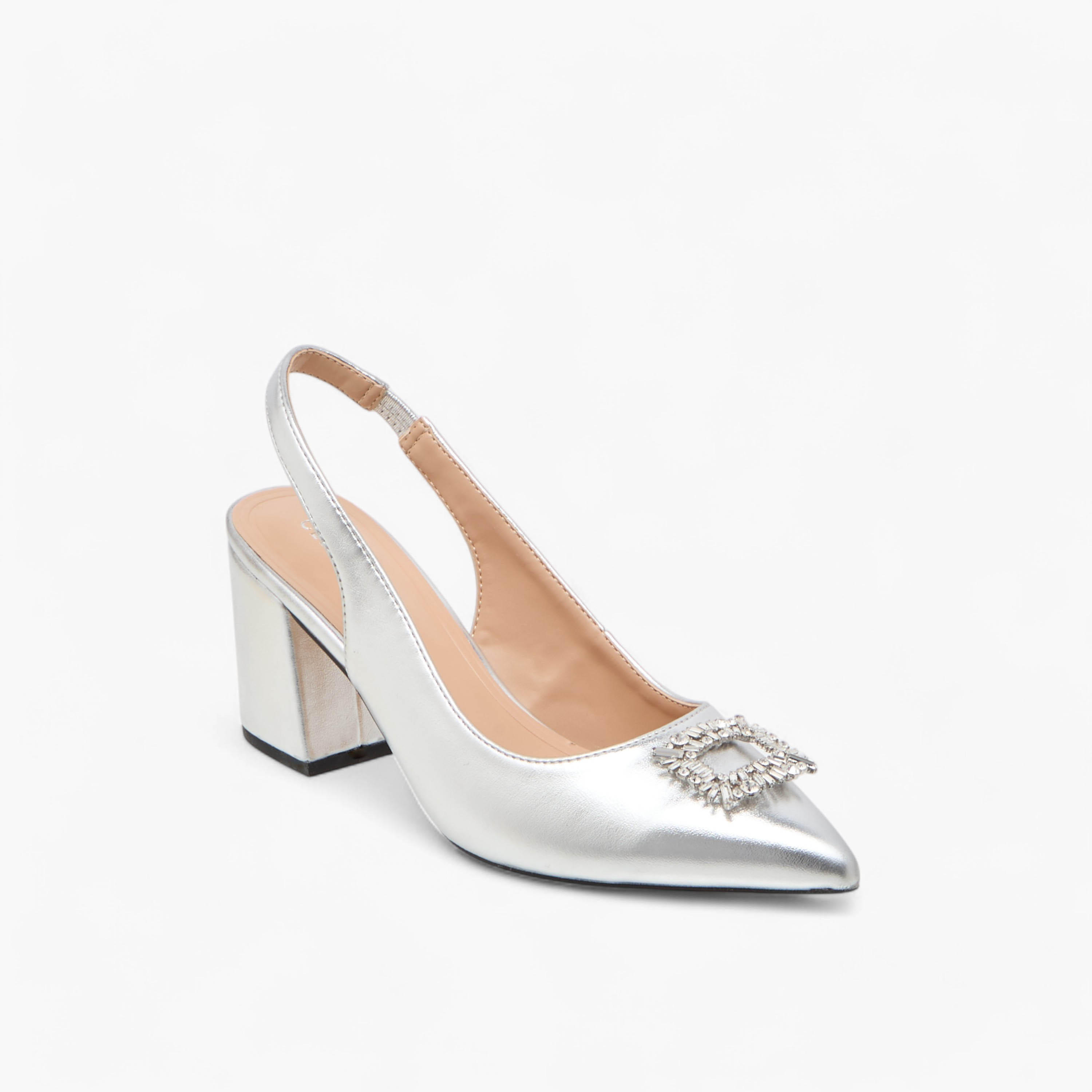 Celeste Women's Solid Slingback Shoes with Block Heels and Embellished Accent-women-shoes-heels-image-2