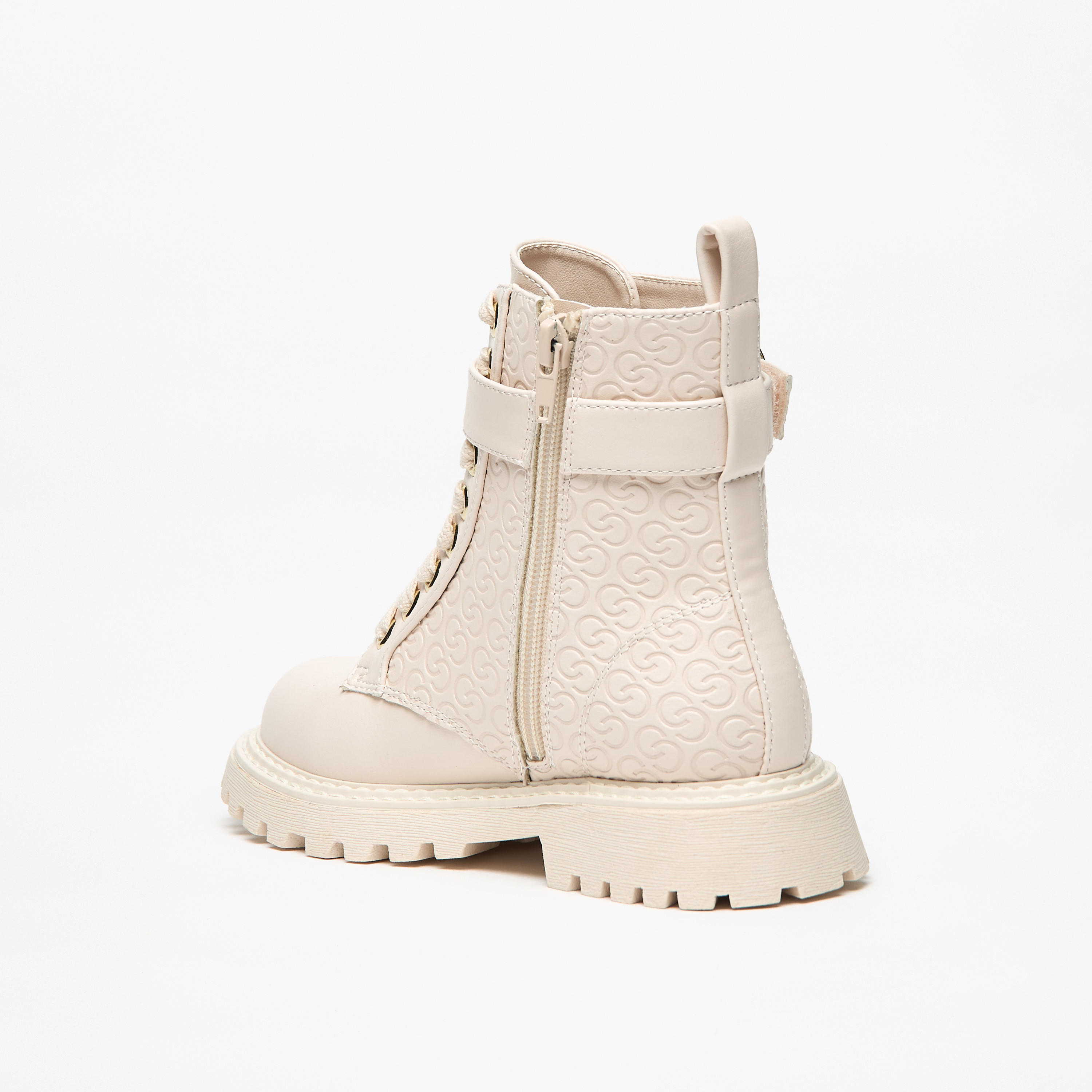 Celeste Girls' Monogram Detail Ankle Boots with Zip Closure-girls-shoes-boots-image-2