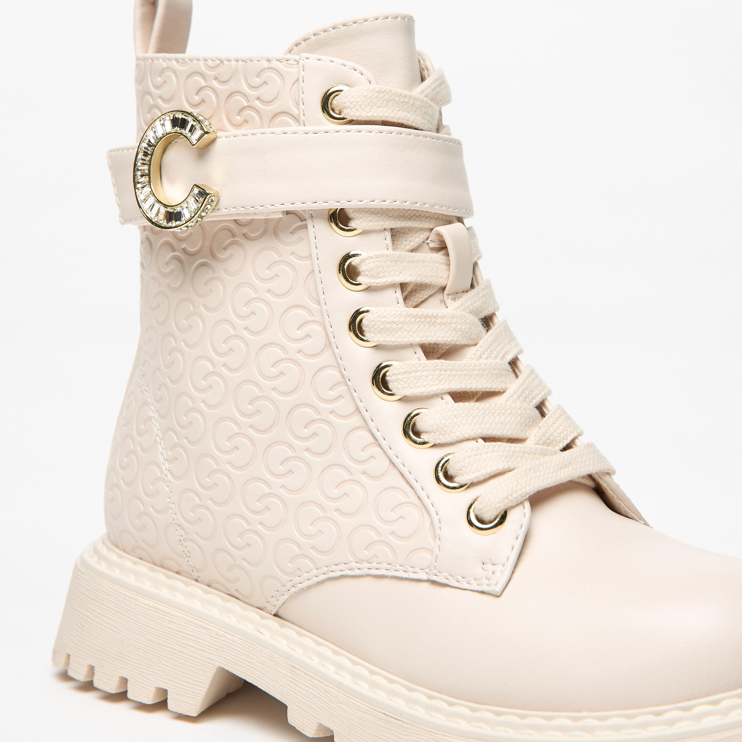 بوت بطول الكاحل بسحاب إغلاق وتفاصيل مونوجرام للبنات من سيليست-girls-shoes-boots-image-5