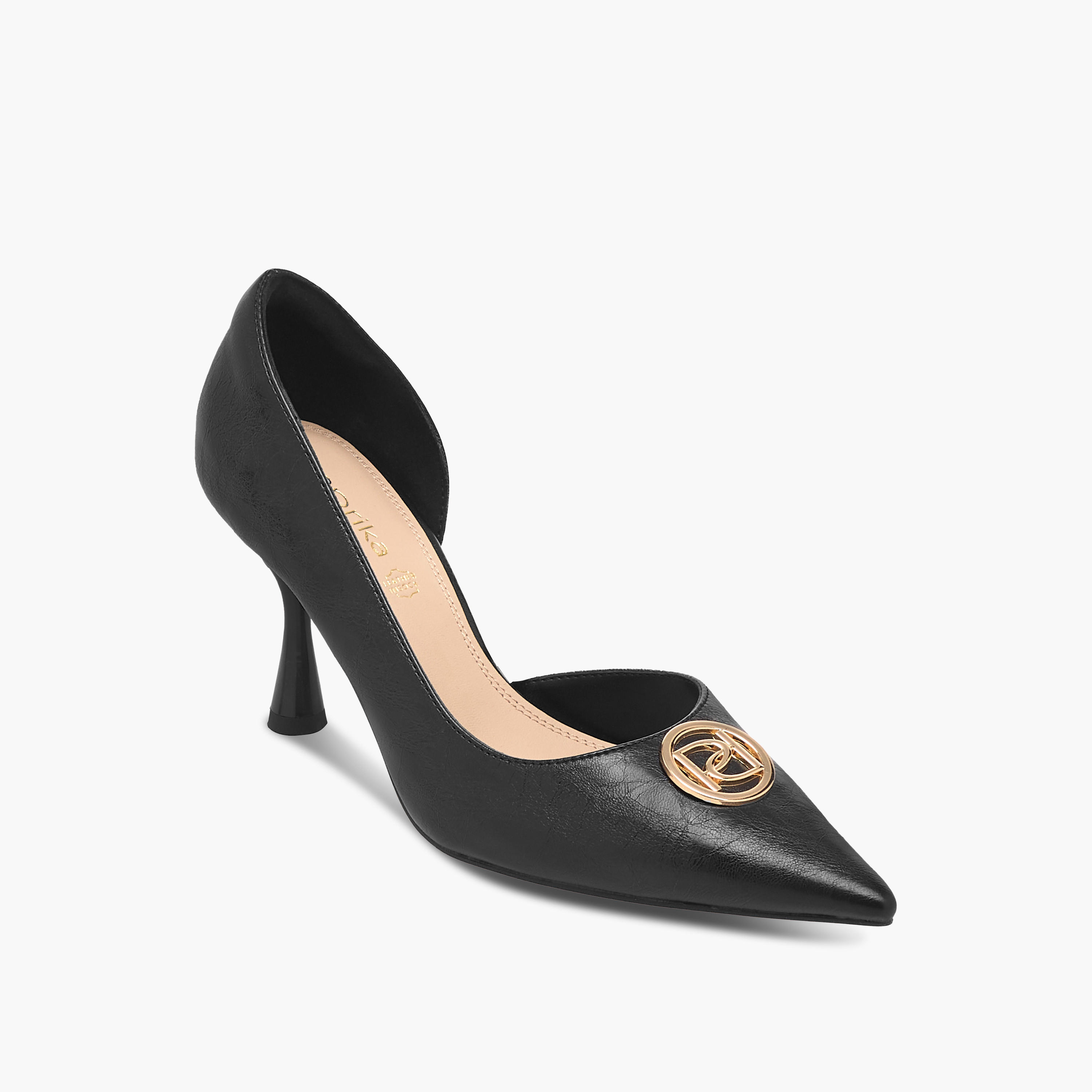 حذاء سهل الارتداء بزخارف شعار وكعب رفيع من بابريكا-women-shoes-heels-image-7