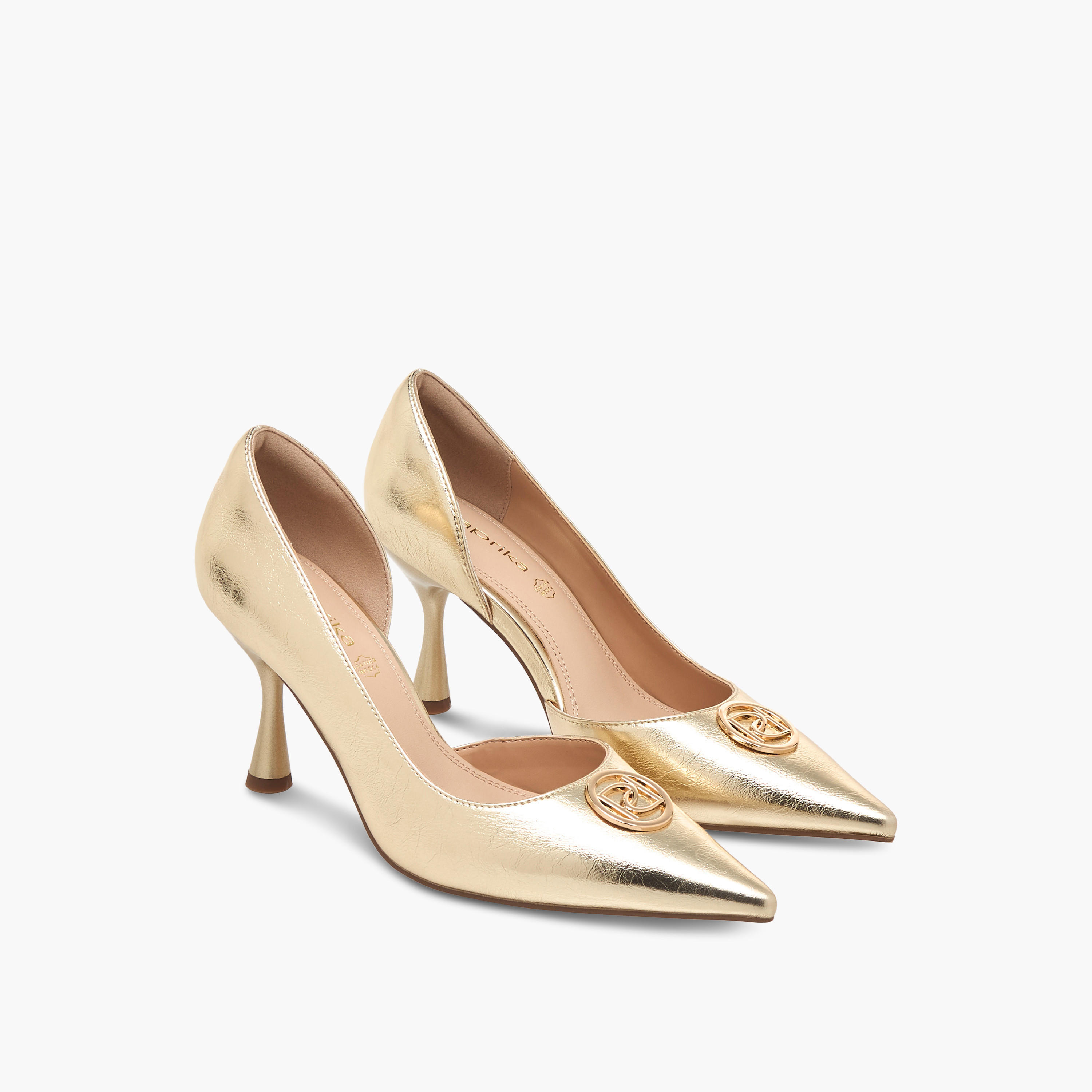 حذاء سهل الارتداء بزخارف شعار وكعب رفيع من بابريكا-women-shoes-heels-image-1