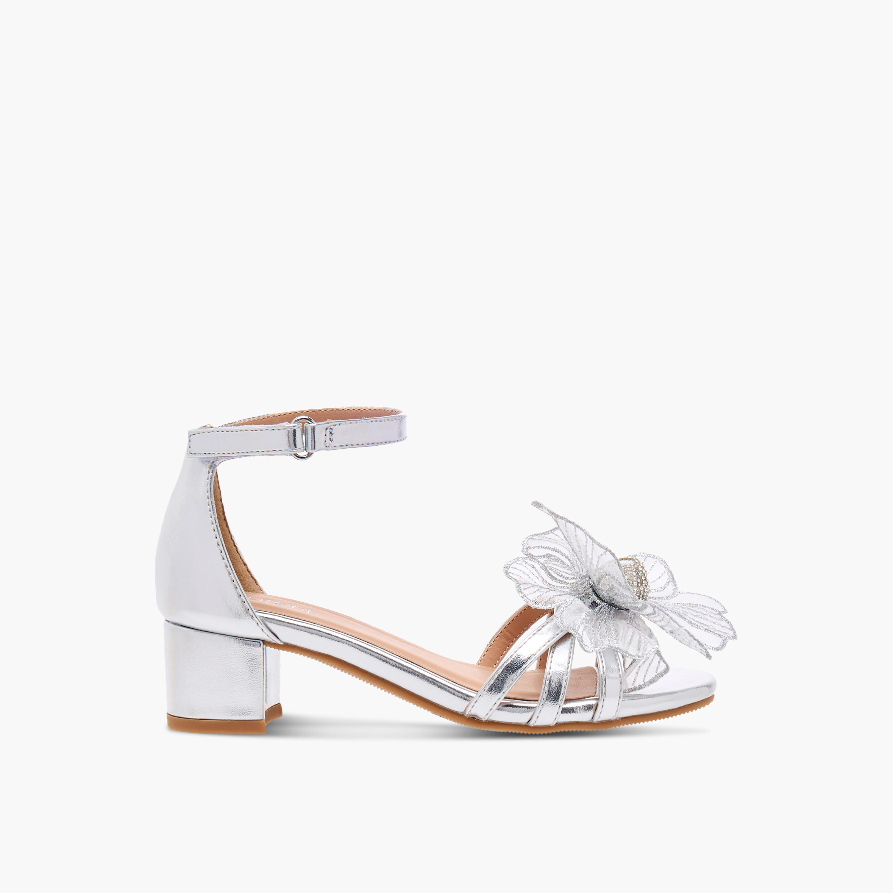 Celeste Girls' Flower Applique Sandals with Block Heels-girls-shoes-sandals-image-3