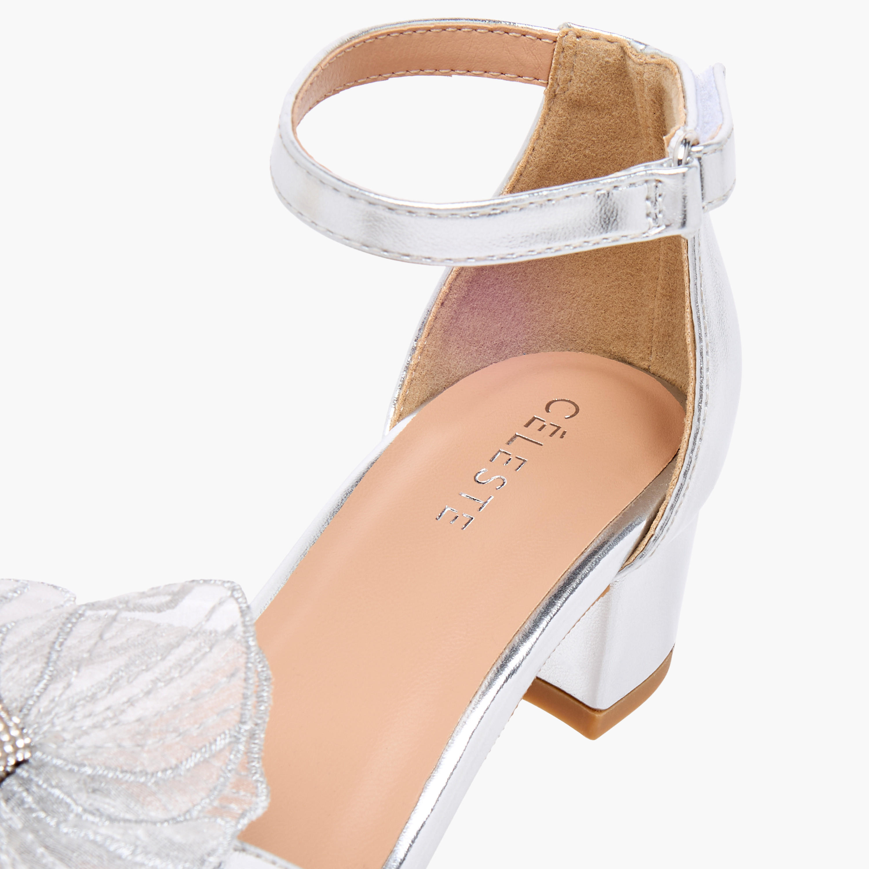 Celeste Girls' Flower Applique Sandals with Block Heels-girls-shoes-sandals-image-6