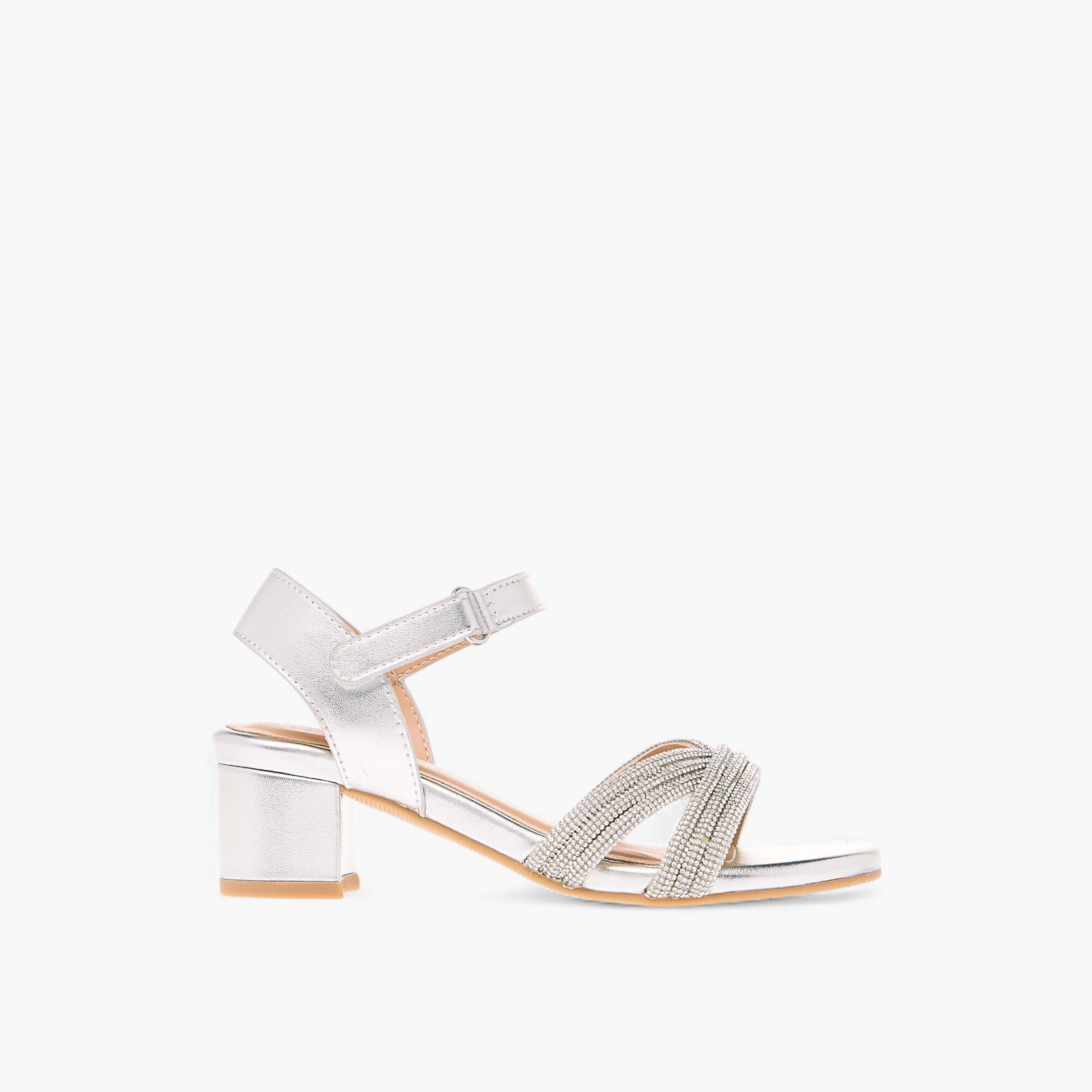 Celeste Girls' Embellished Block Heeled Sandals with Hook and Loop Closure-girls-shoes-sandals-image-3