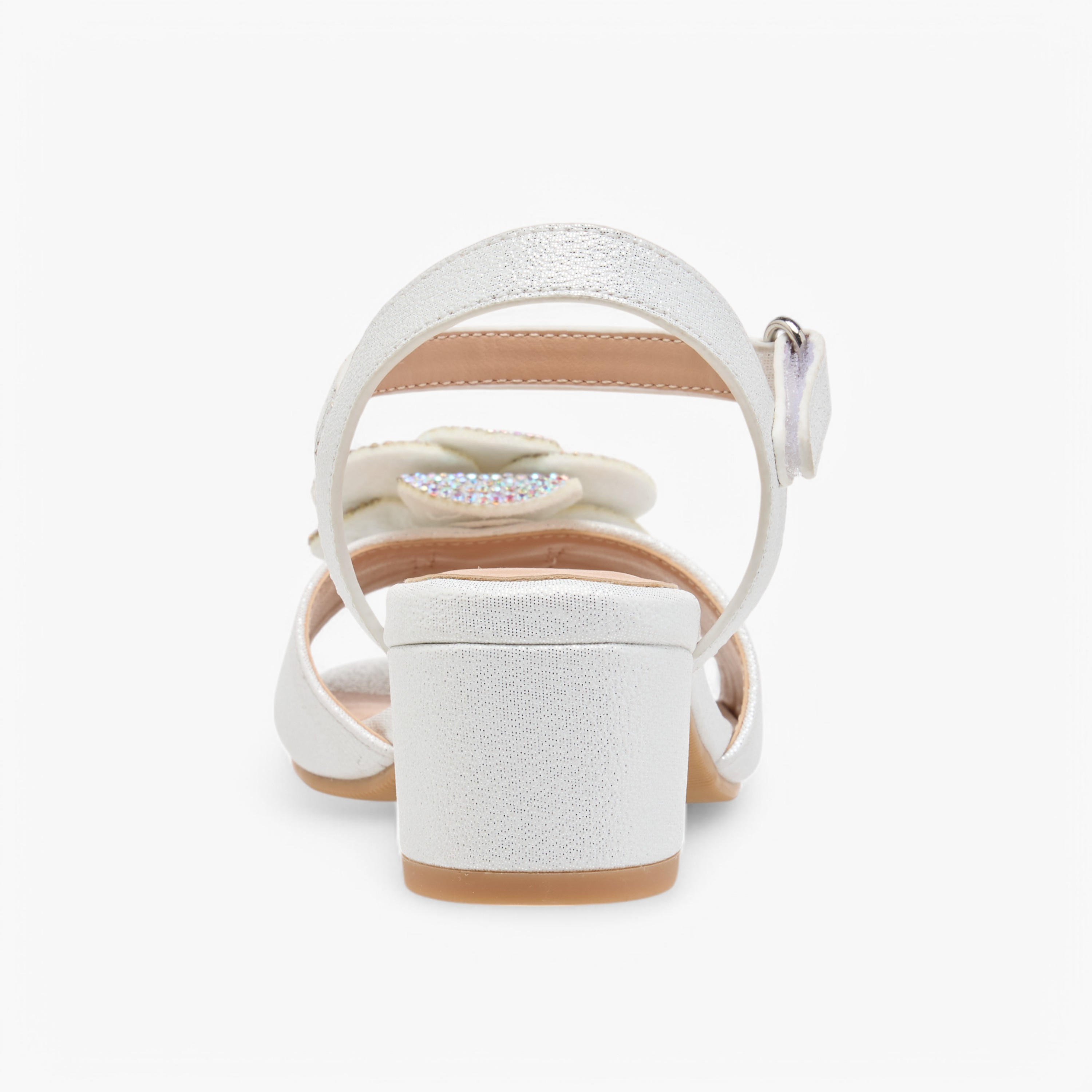 Celeste Girls Floral Accent Block Heel Sandals with Hook and Loop Closure-girls-shoes-sandals-image-5