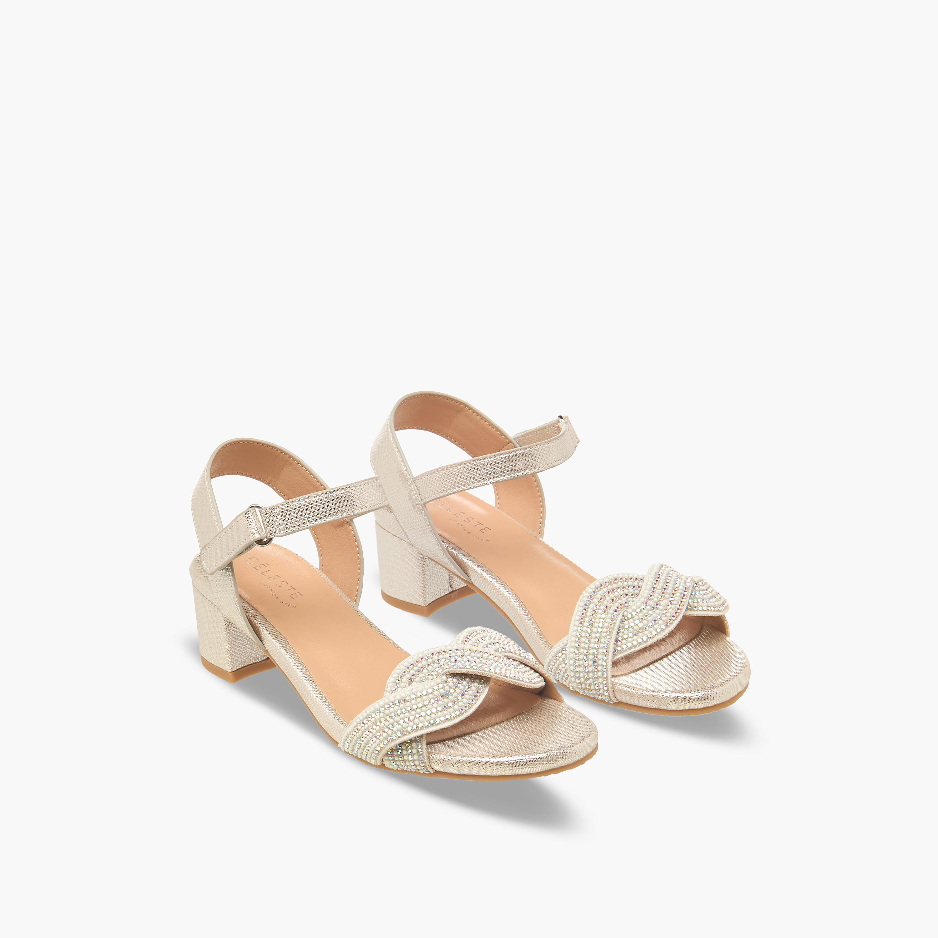 Celeste Girls Embellished Block Heel Sandals-girls-shoes-sandals-image-1