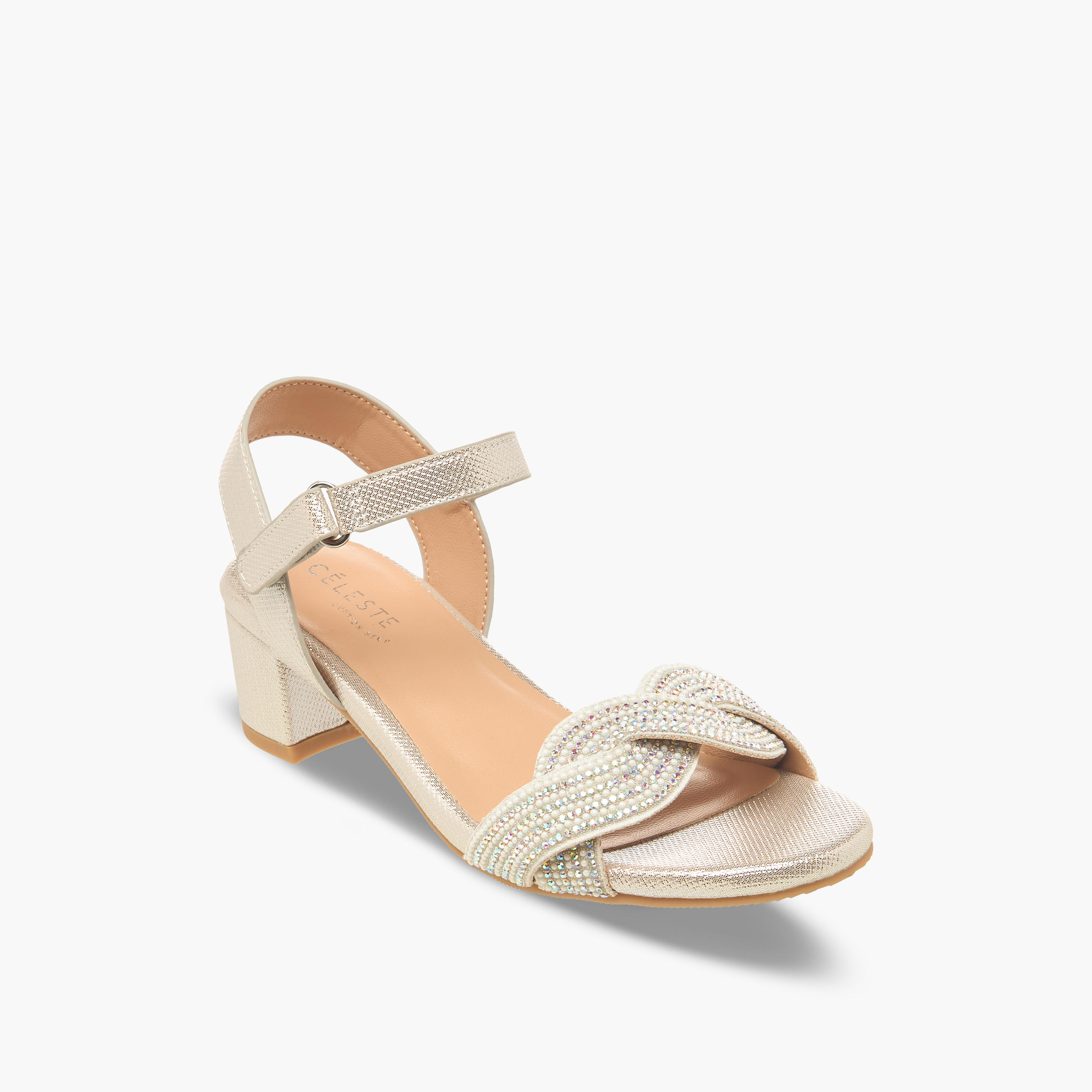 Celeste Girls Embellished Block Heel Sandals-girls-shoes-sandals-image-2
