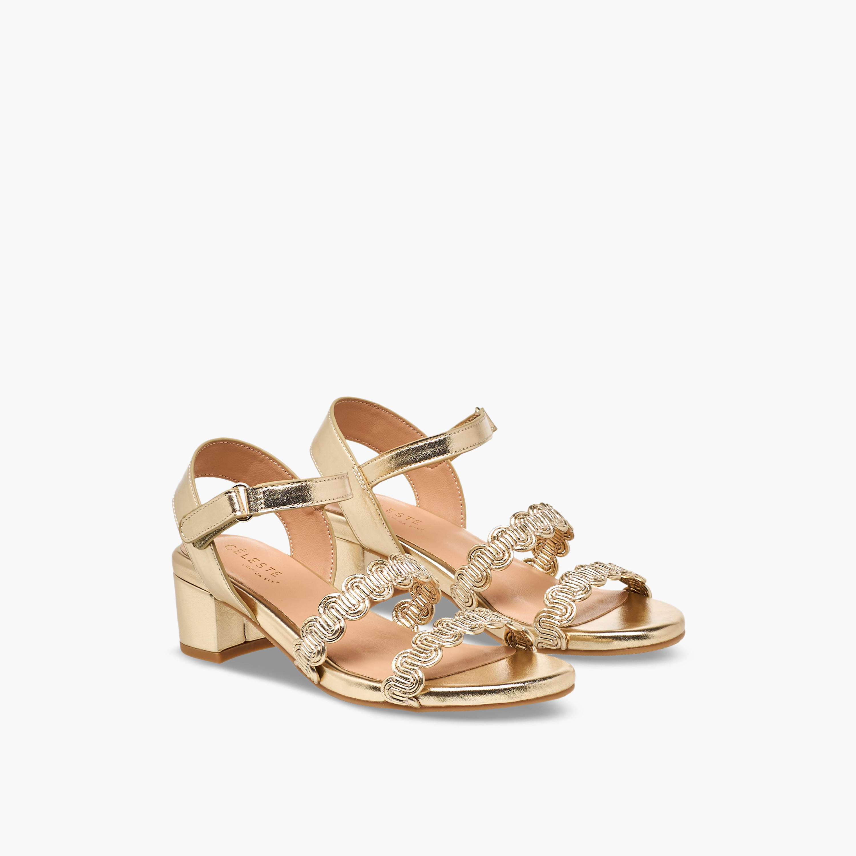 Celeste Girls Scalloped Design Block Heel Sandals-girls-shoes-sandals-image-1