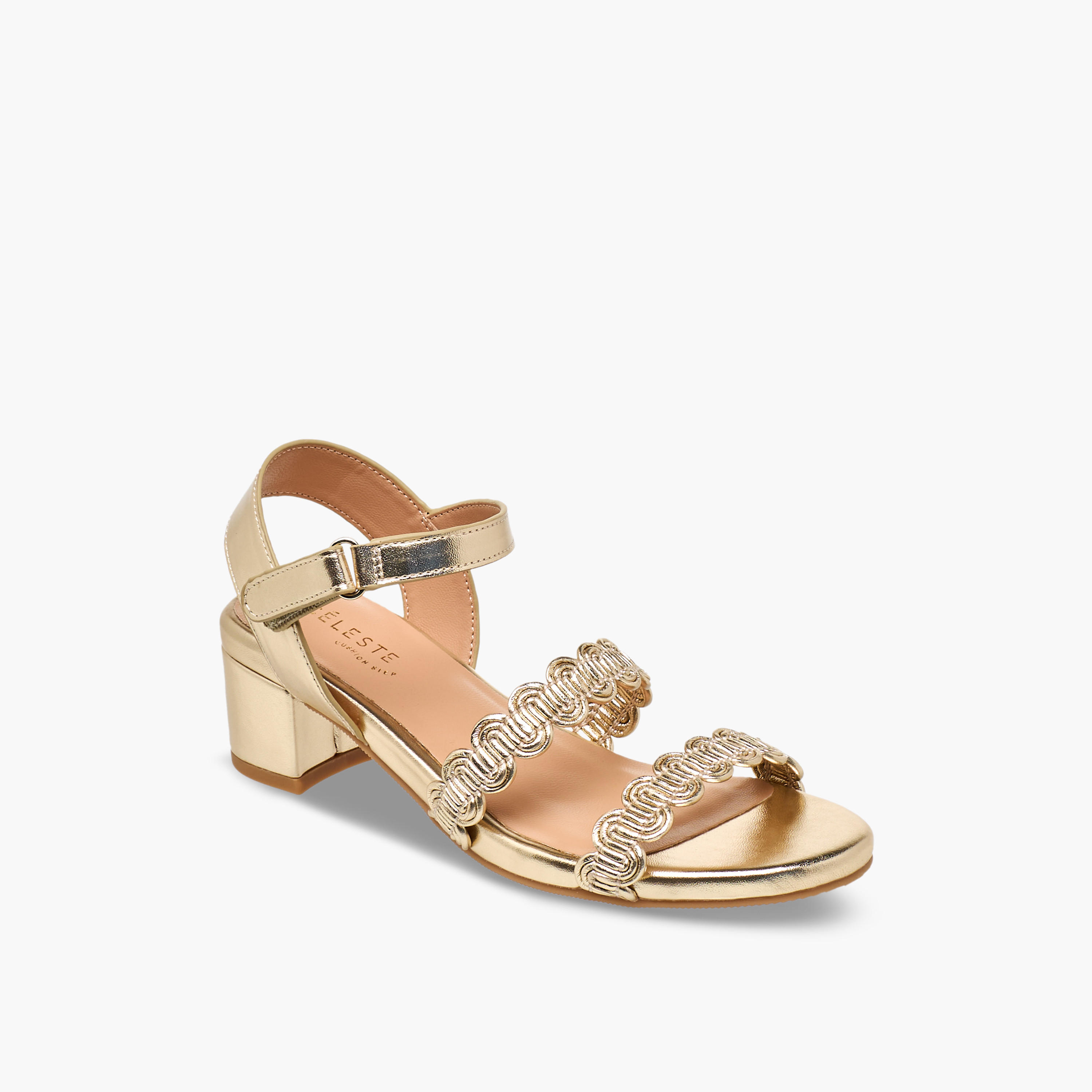 Celeste Girls Scalloped Design Block Heel Sandals-girls-shoes-sandals-image-2
