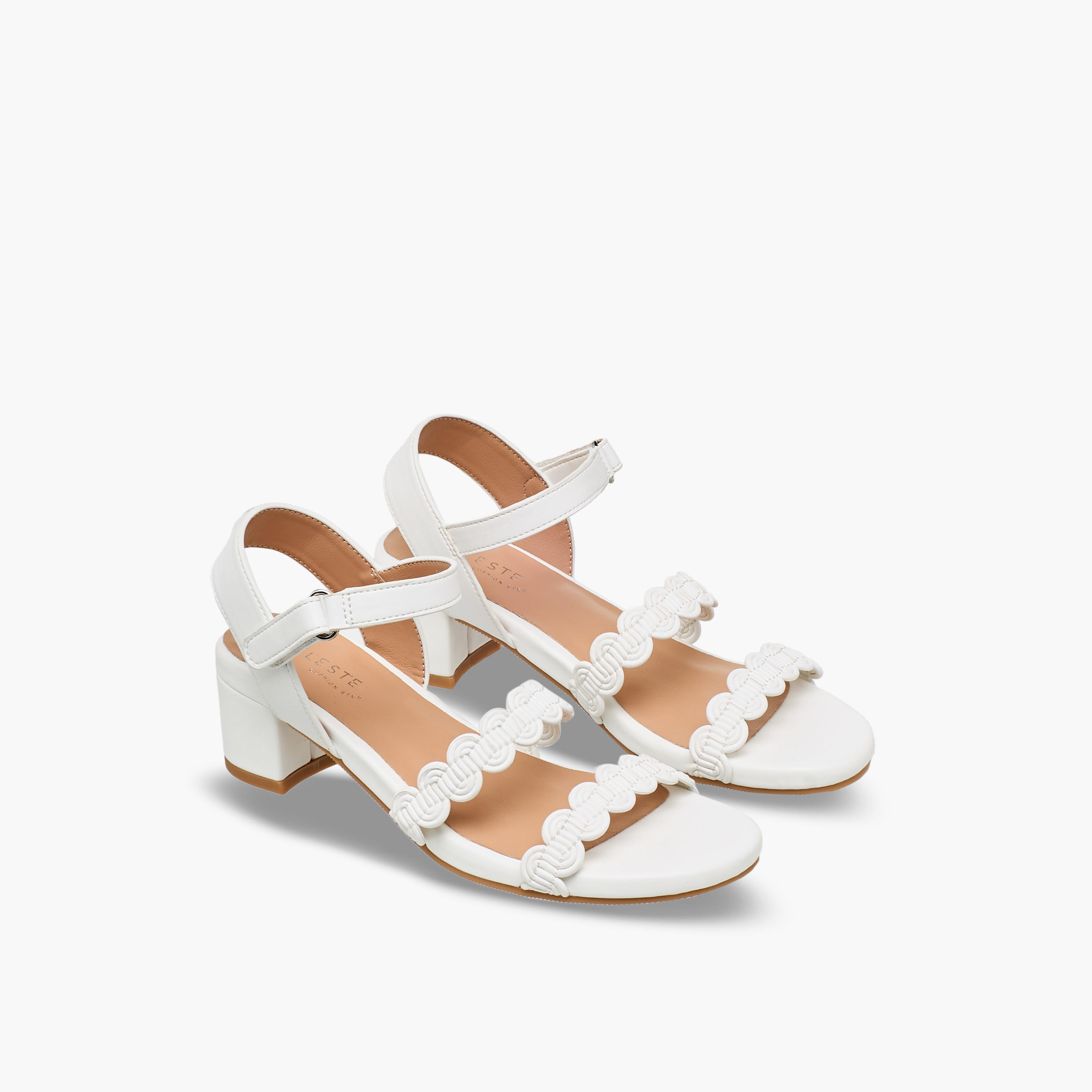 Celeste Girls Scalloped Design Block Heel Sandals-girls-shoes-sandals-image-1