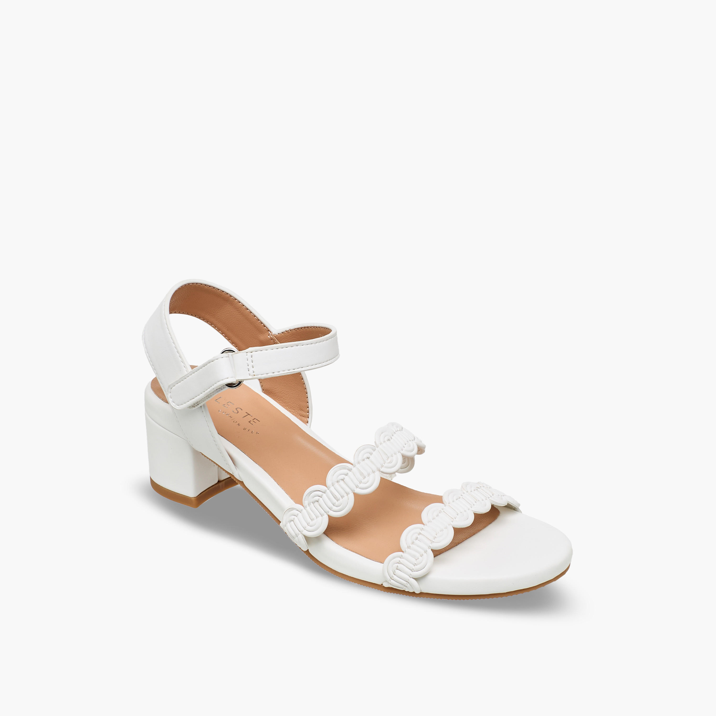 Celeste Girls Scalloped Design Block Heel Sandals-girls-shoes-sandals-image-2