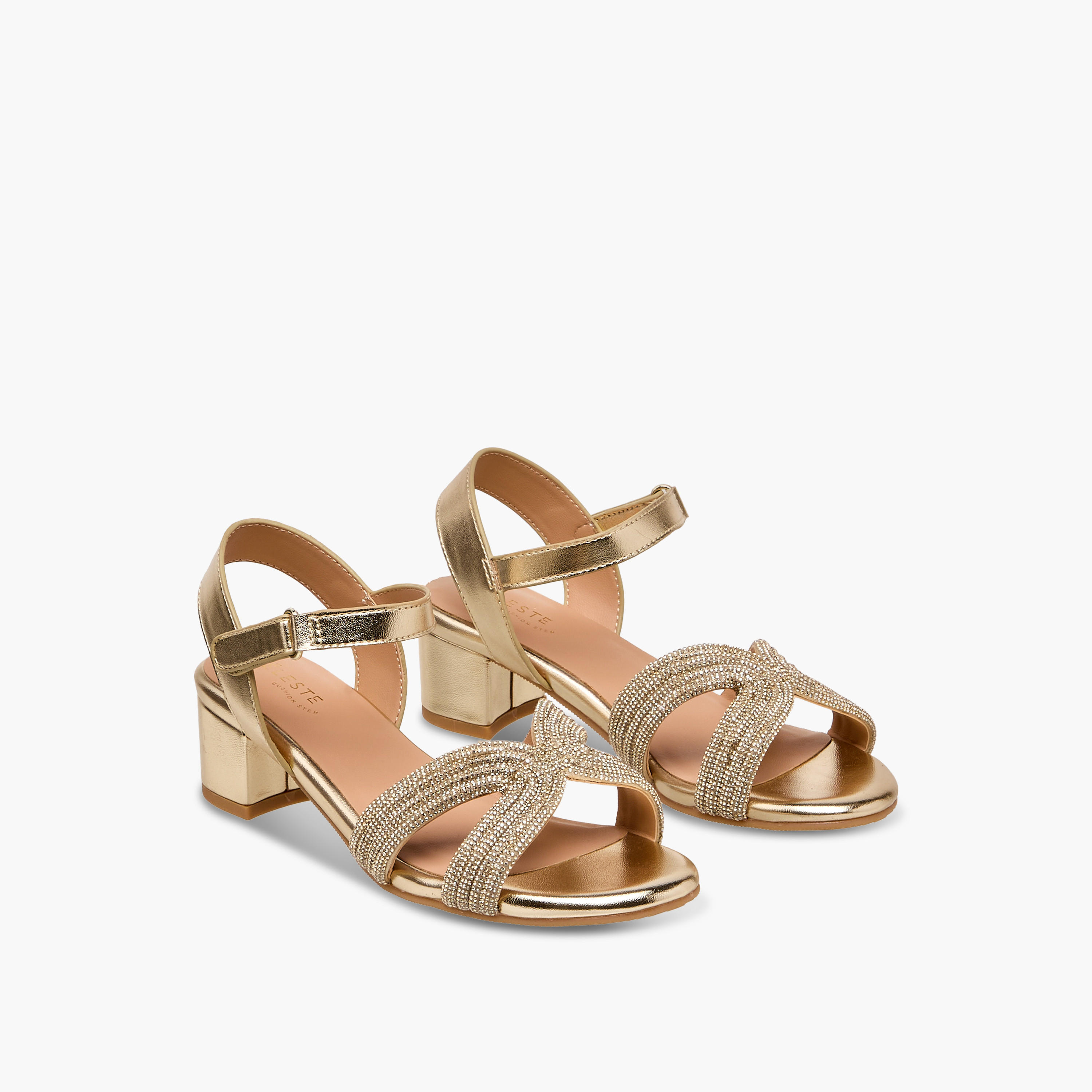 Celeste Girls Embellished Block Heel Sandals-girls-shoes-sandals-image-1