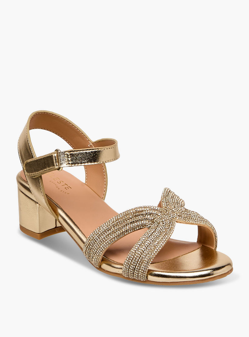 Celeste Girls Embellished Block Heel Sandals-girls-shoes-sandals-image-2