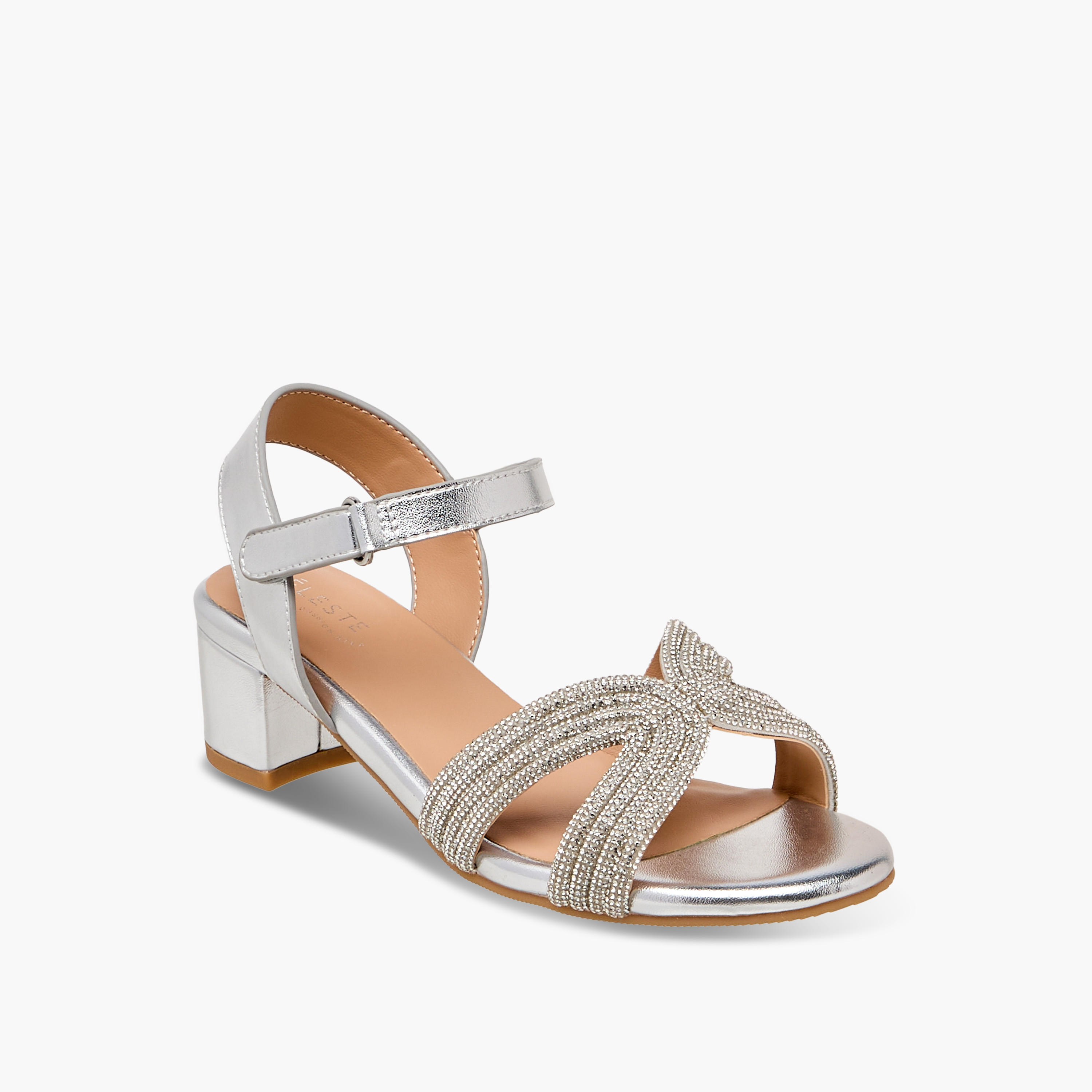 Celeste Girls Embellished Block Heel Sandals-girls-shoes-sandals-image-2