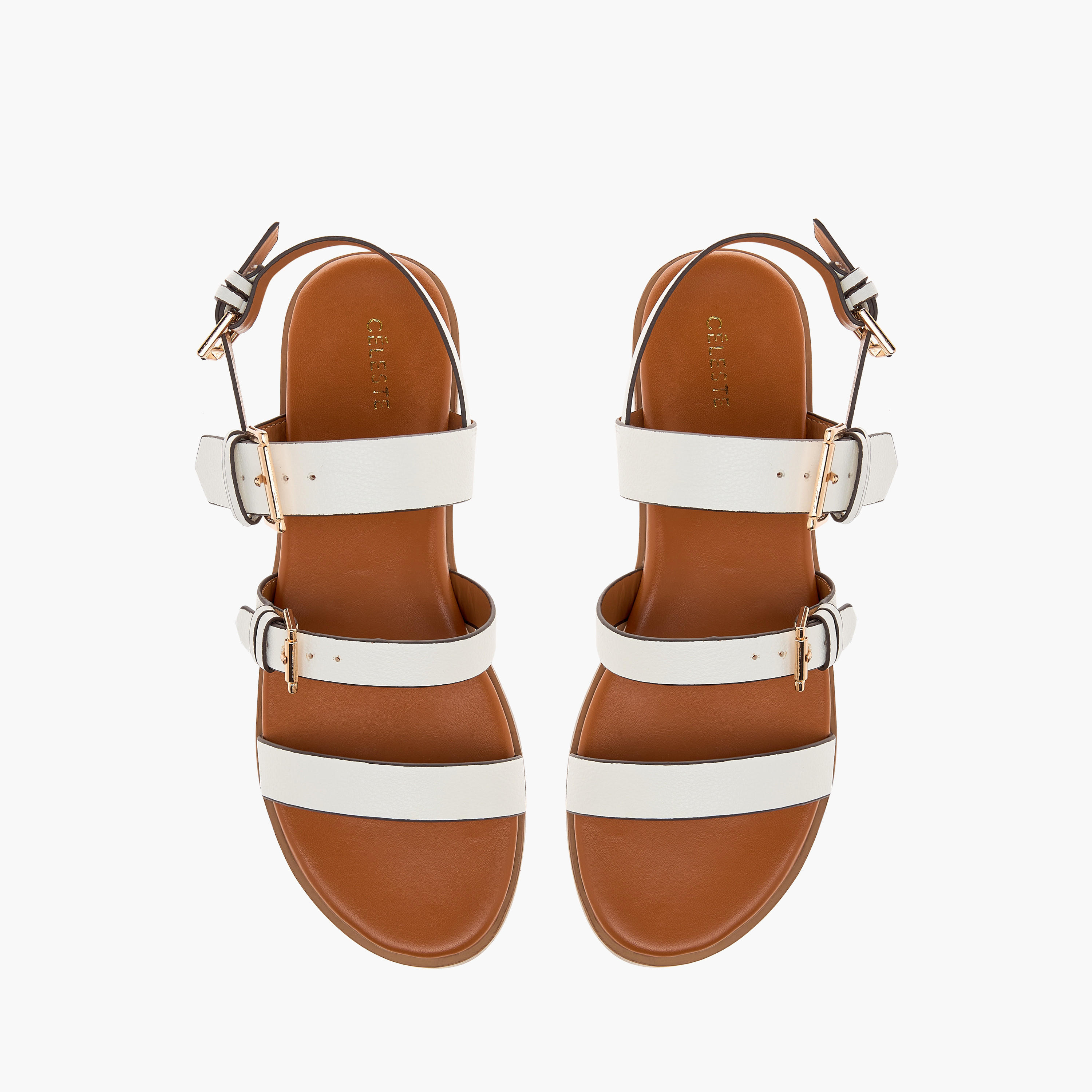 Celeste Women's Strap Detail Sandals with Buckle Closure-women-shoes-flats-sandals-image-1