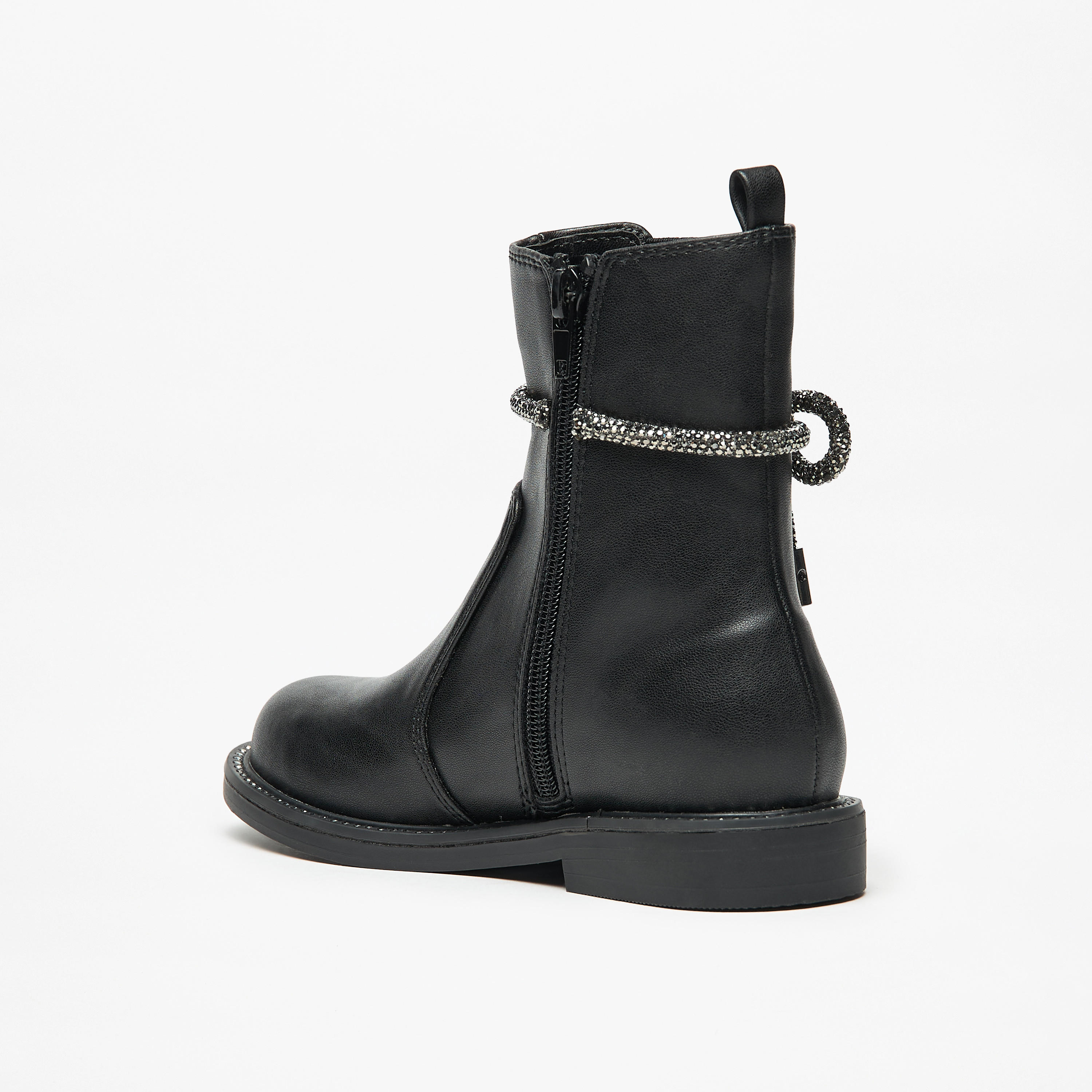 حذاء سادة مزين بفيونكة ورباط مطاطي وسحاب إغلاق من سيليست-girls-shoes-boots-image-7
