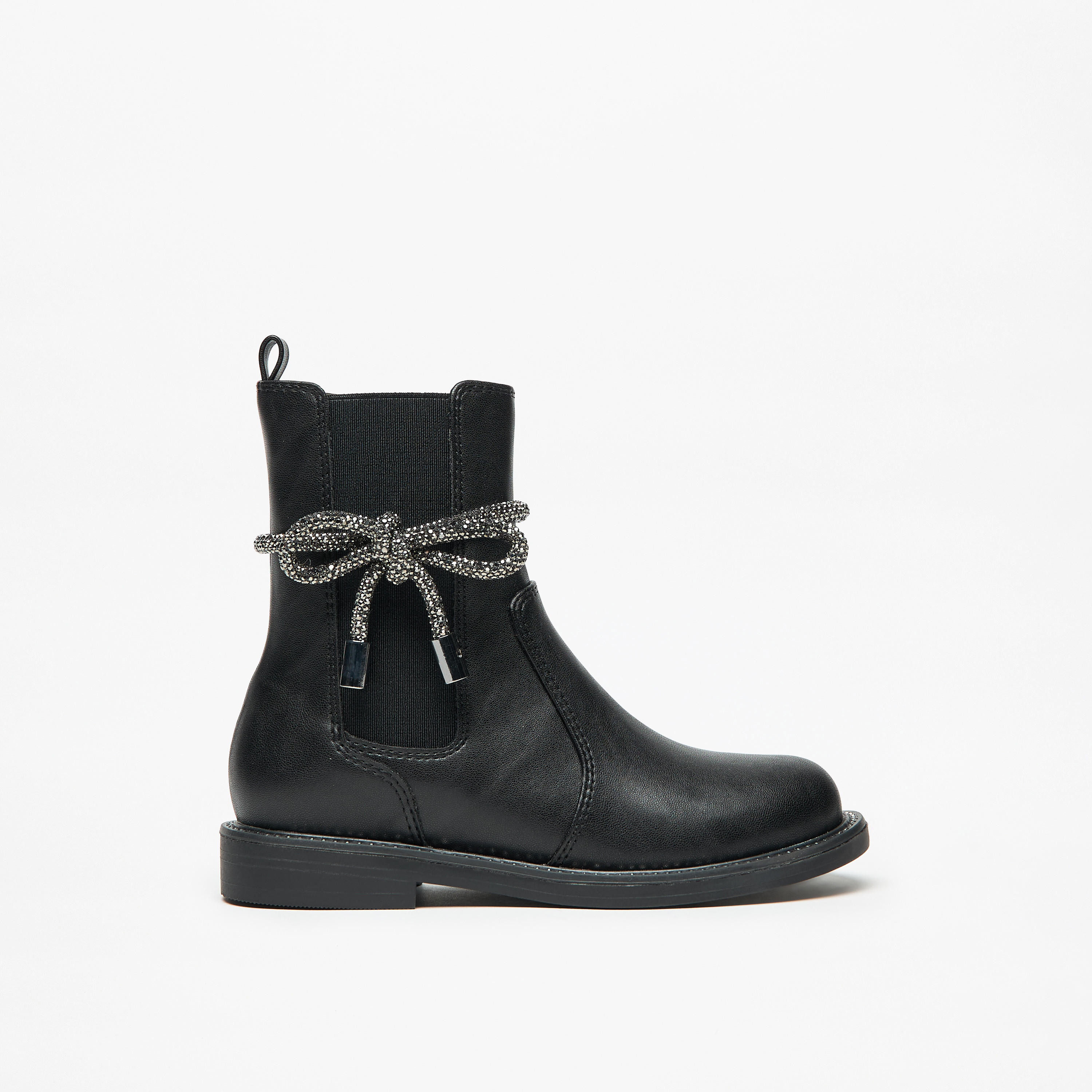 حذاء سادة مزين بفيونكة ورباط مطاطي وسحاب إغلاق من سيليست-girls-shoes-boots-image-8