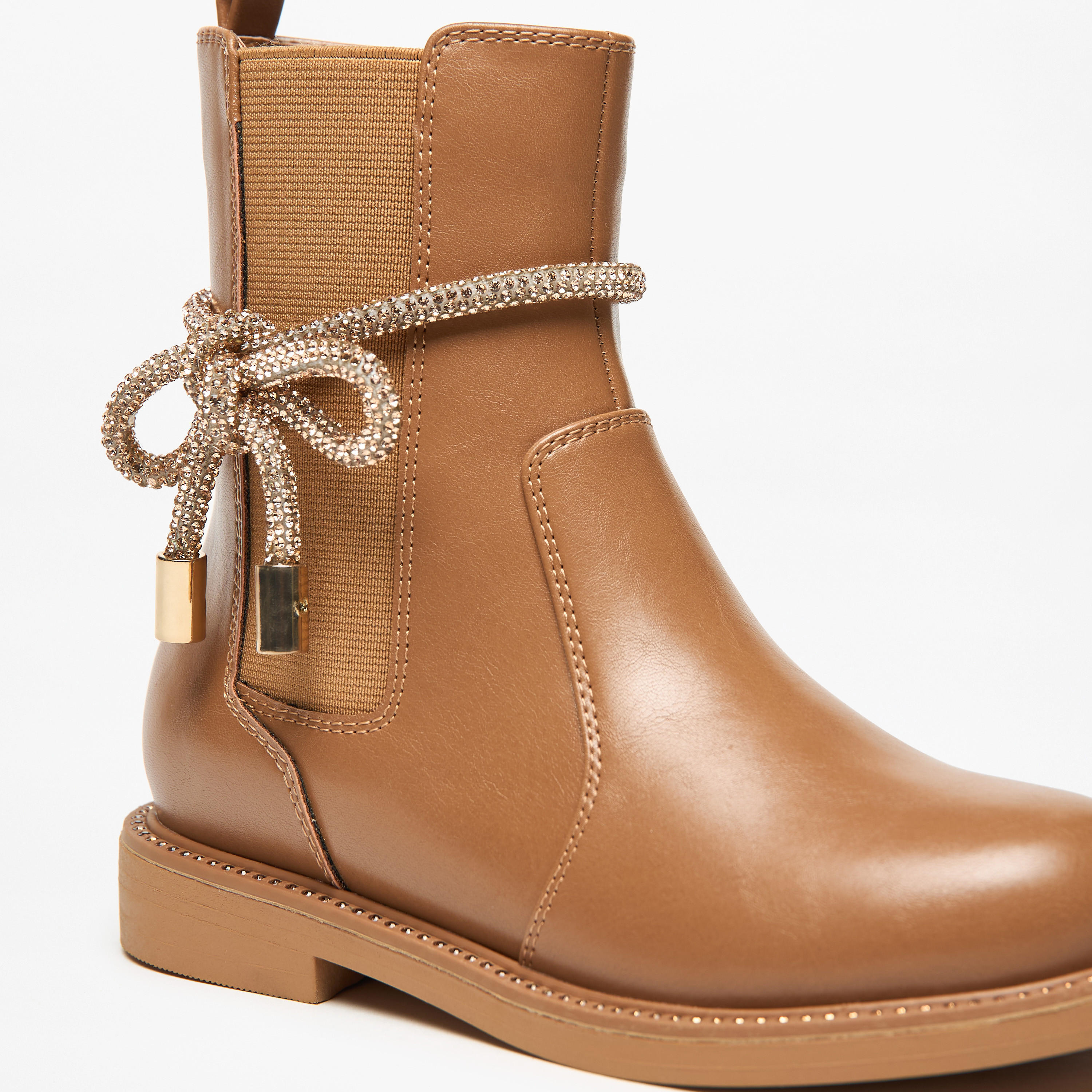 حذاء سادة مزين بفيونكة ورباط مطاطي وسحاب إغلاق من سيليست-girls-shoes-boots-image-5