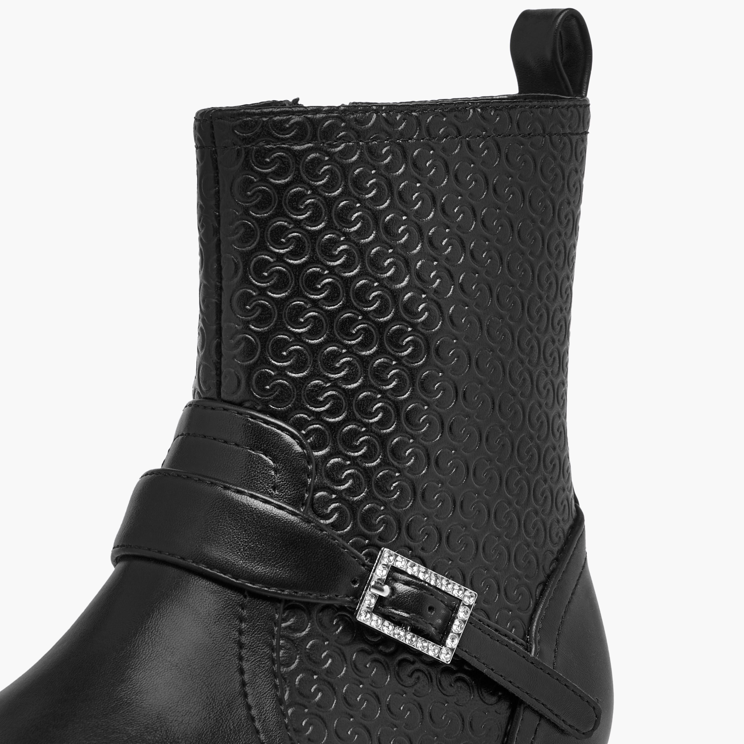 Celeste Girls' Monogram Embossed High Cut Boots with Zip Closure-girls-shoes-boots-image-4