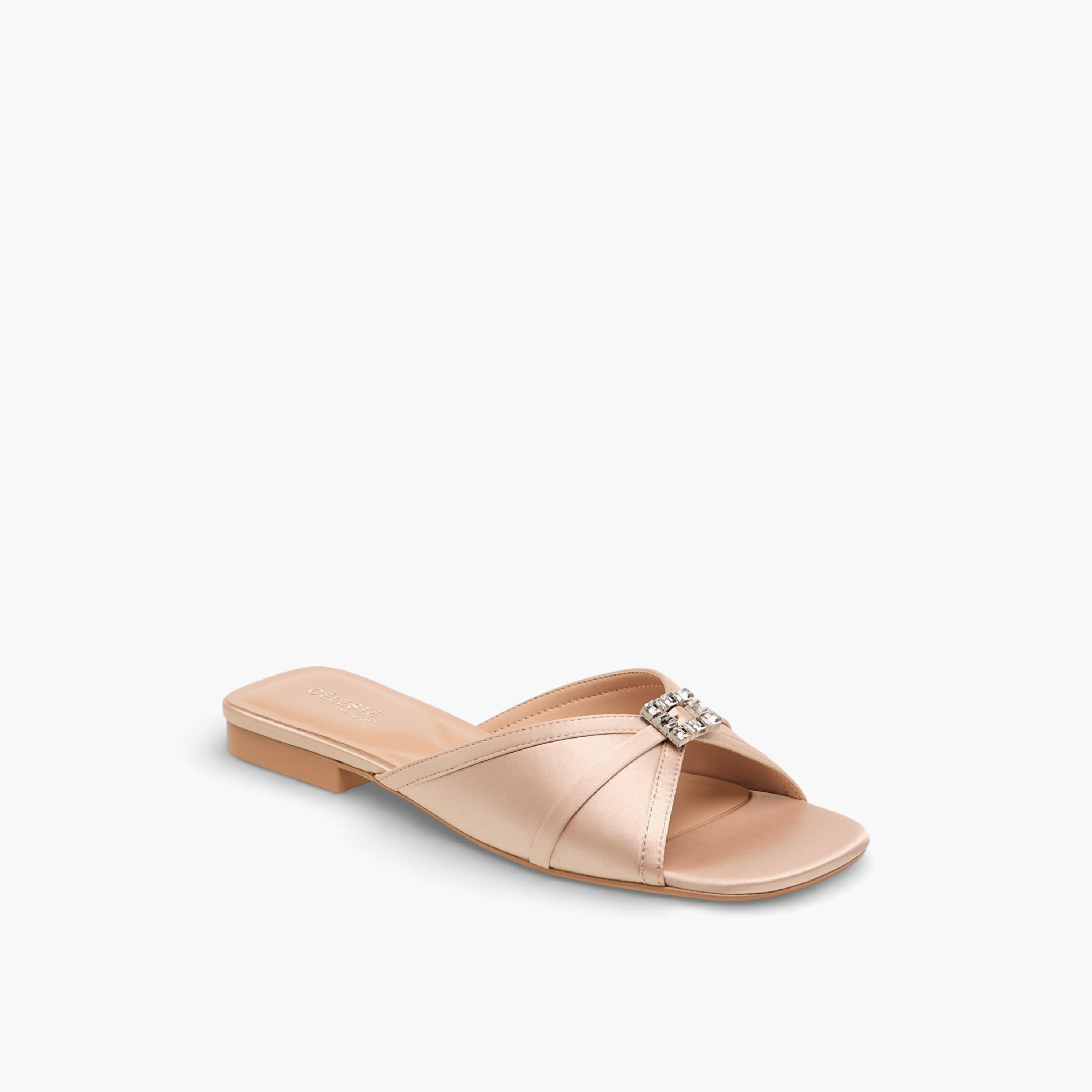 Celeste Women Embellished Satin Slip-On Sandals-women-shoes-flats-sandals-image-2