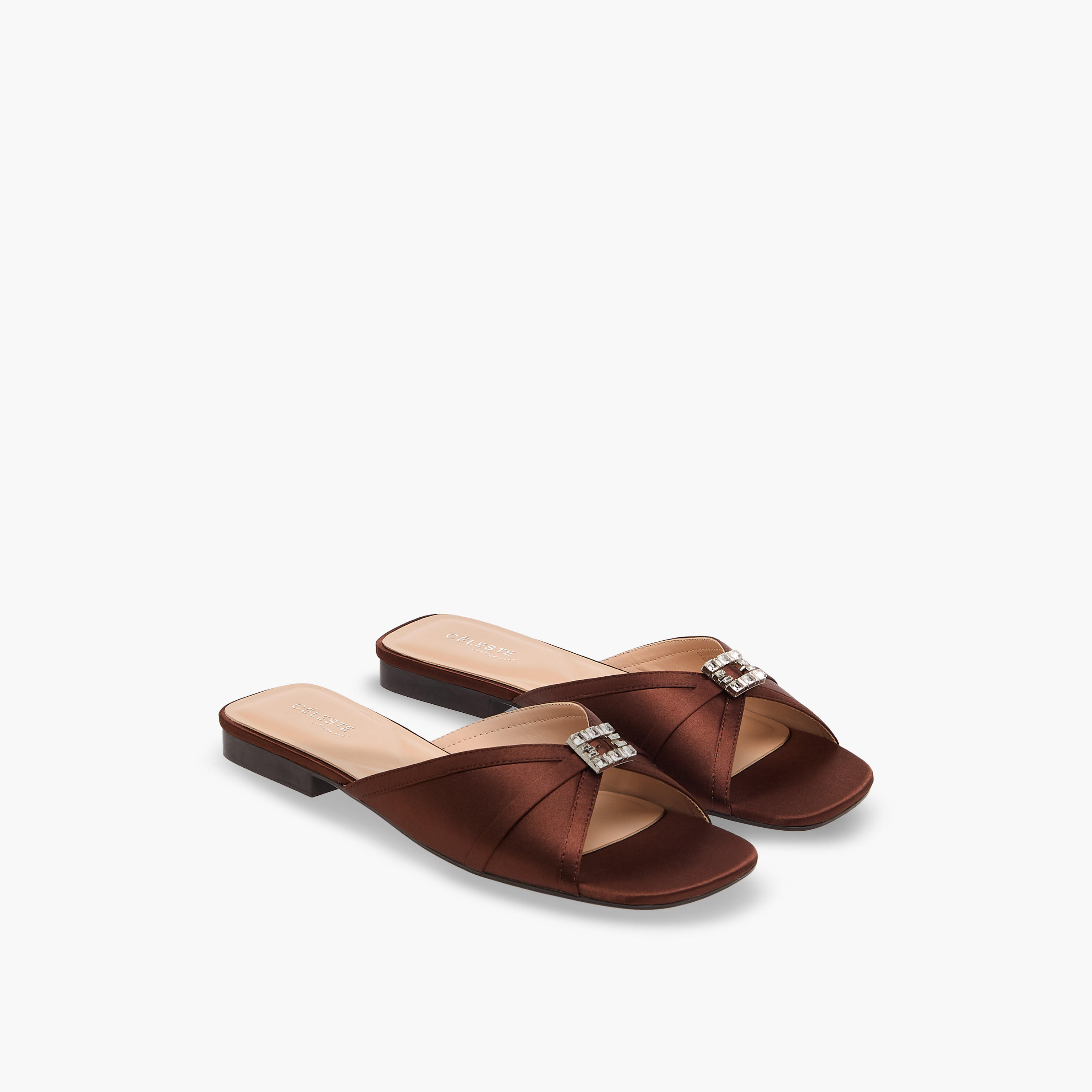Celeste Women Embellished Satin Slip-On Sandals-women-shoes-flats-sandals-image-1