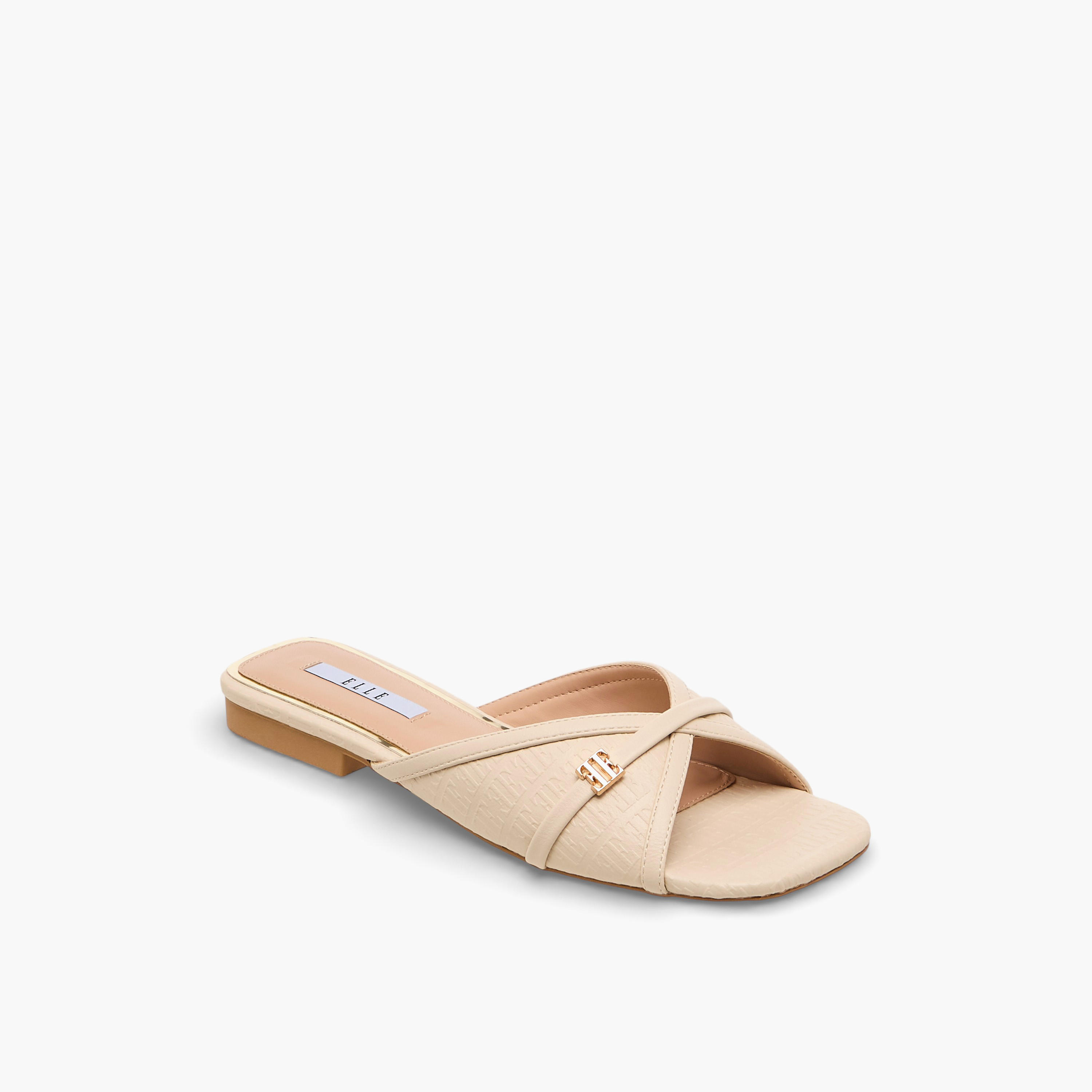 Elle Women Monogram Debossed Slide Sandals-women-shoes-flats-sandals-image-2