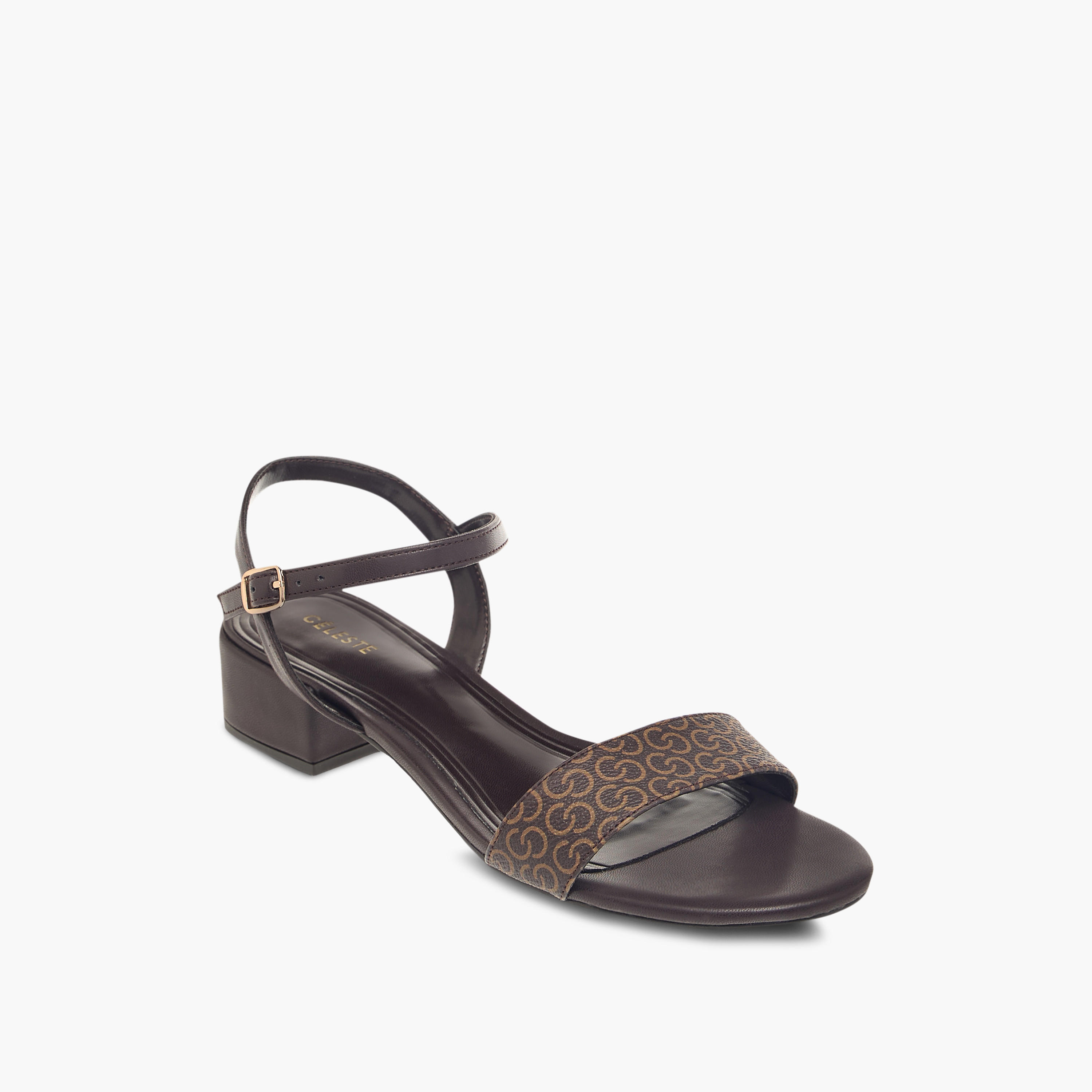 Celeste Women's Monogram Print Sandals with Block Heels and Buckle Closure-women-shoes-sandals-heeled-image-2