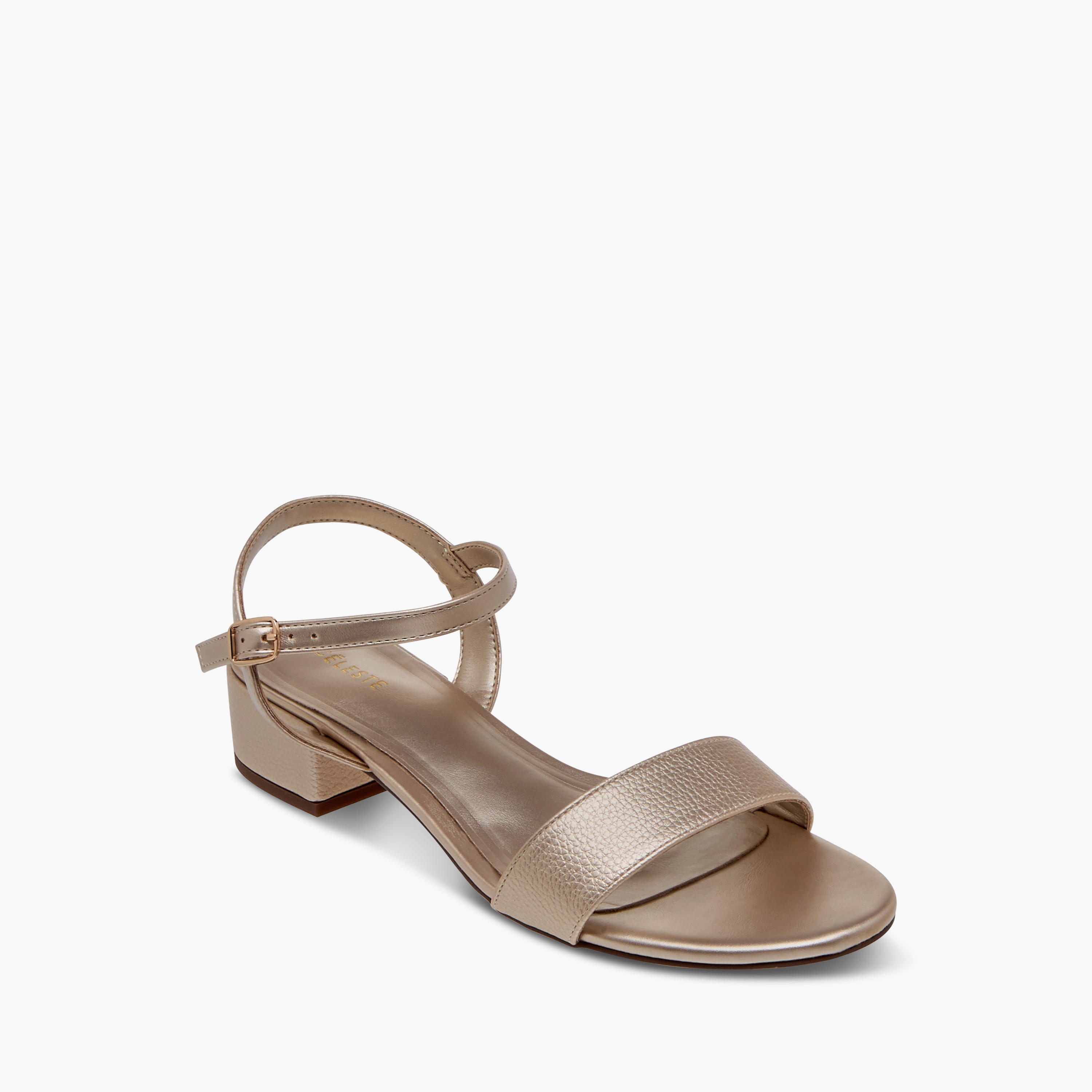 Celeste Women's Textured Sandals with Block Heels and Buckle Closure-women-shoes-sandals-heeled-image-2