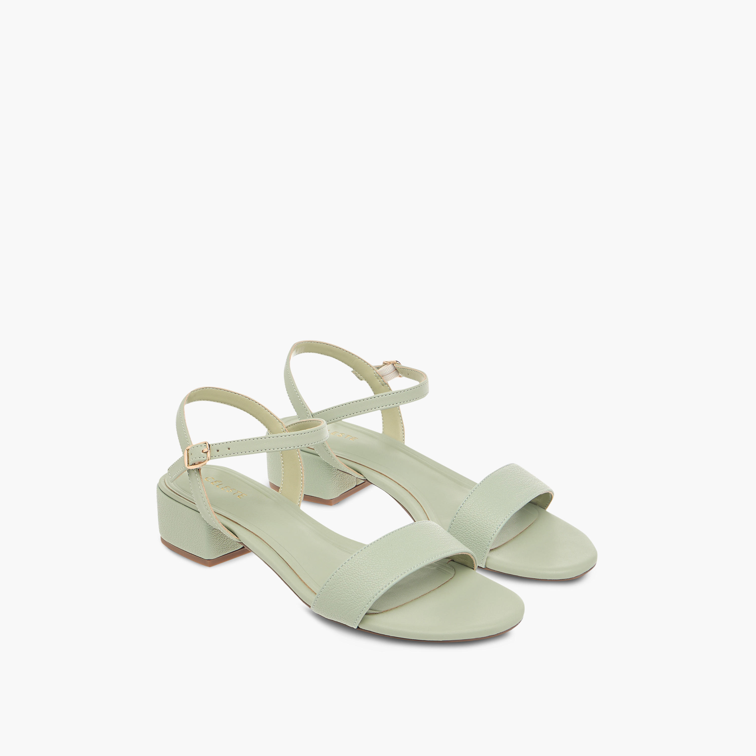 Celeste Women's Textured Sandals with Block Heels and Buckle Closure-women-shoes-sandals-heeled-image-1