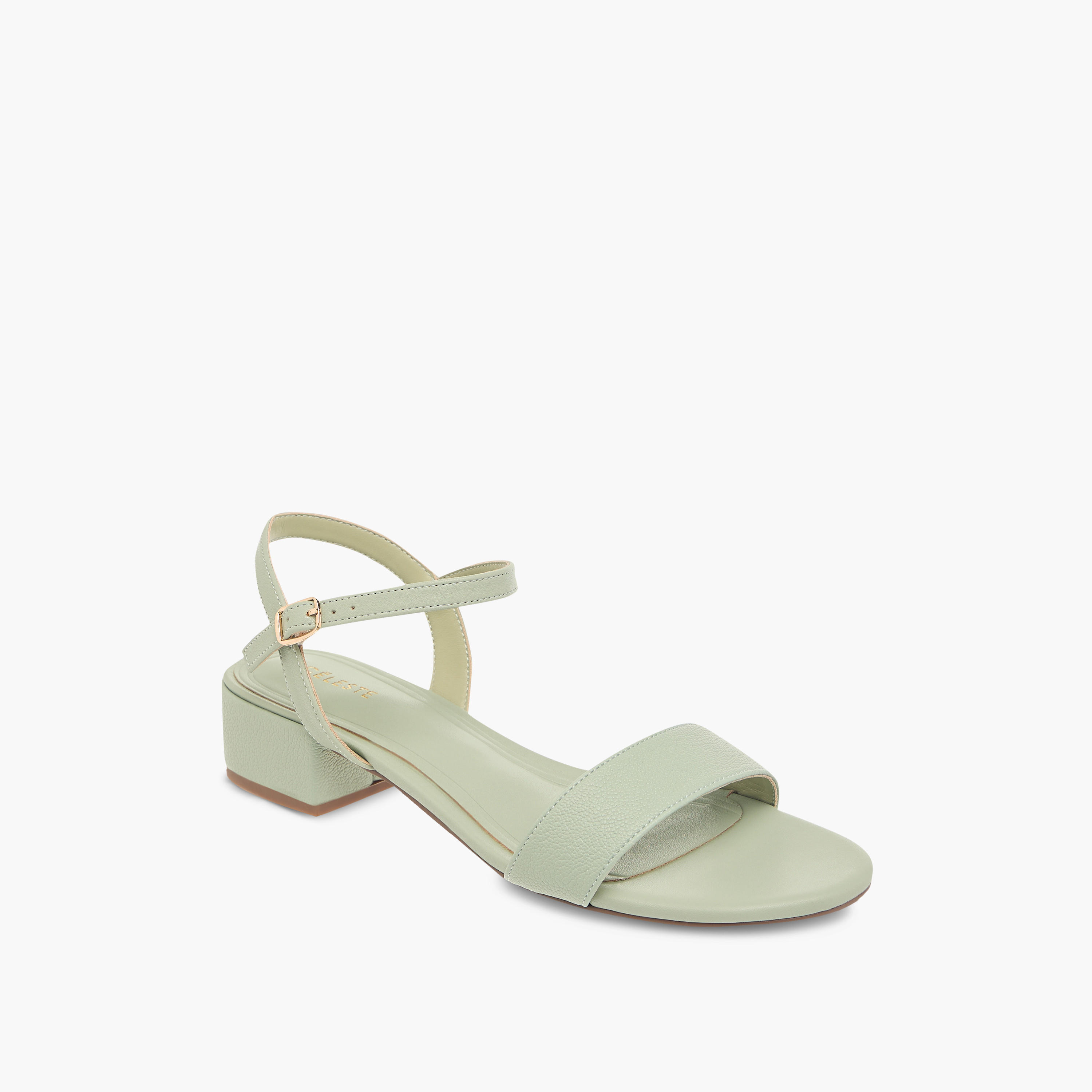 Celeste Women's Textured Sandals with Block Heels and Buckle Closure-women-shoes-sandals-heeled-image-2