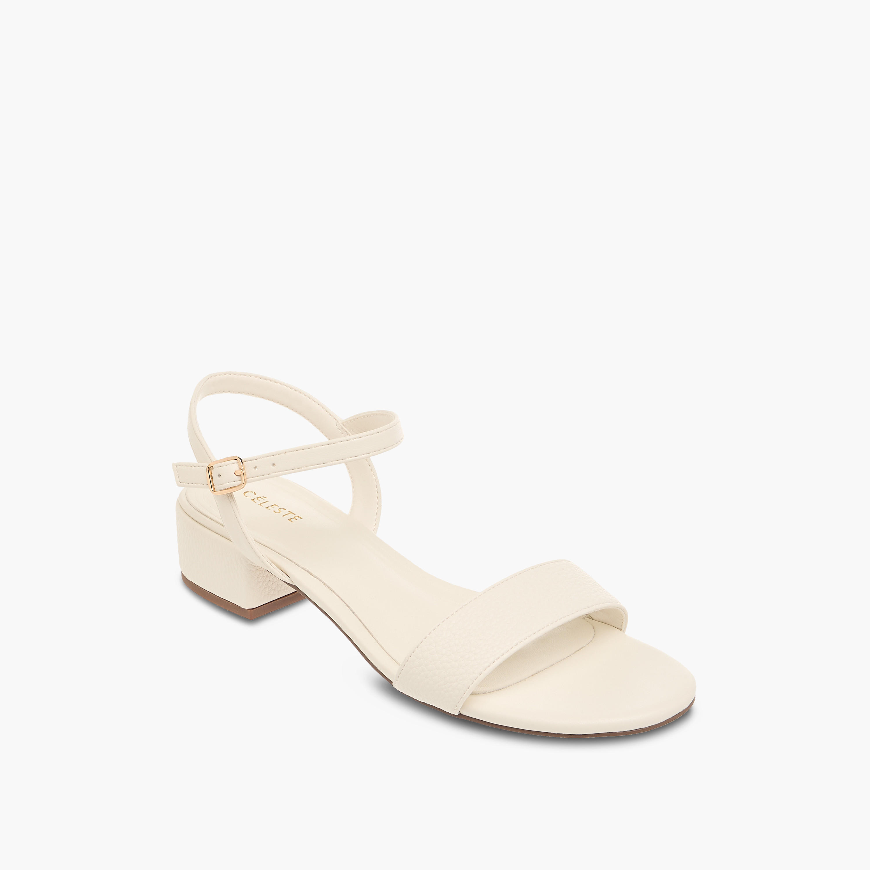 Celeste Women's Textured Sandals with Block Heels and Buckle Closure-women-shoes-sandals-heeled-image-2