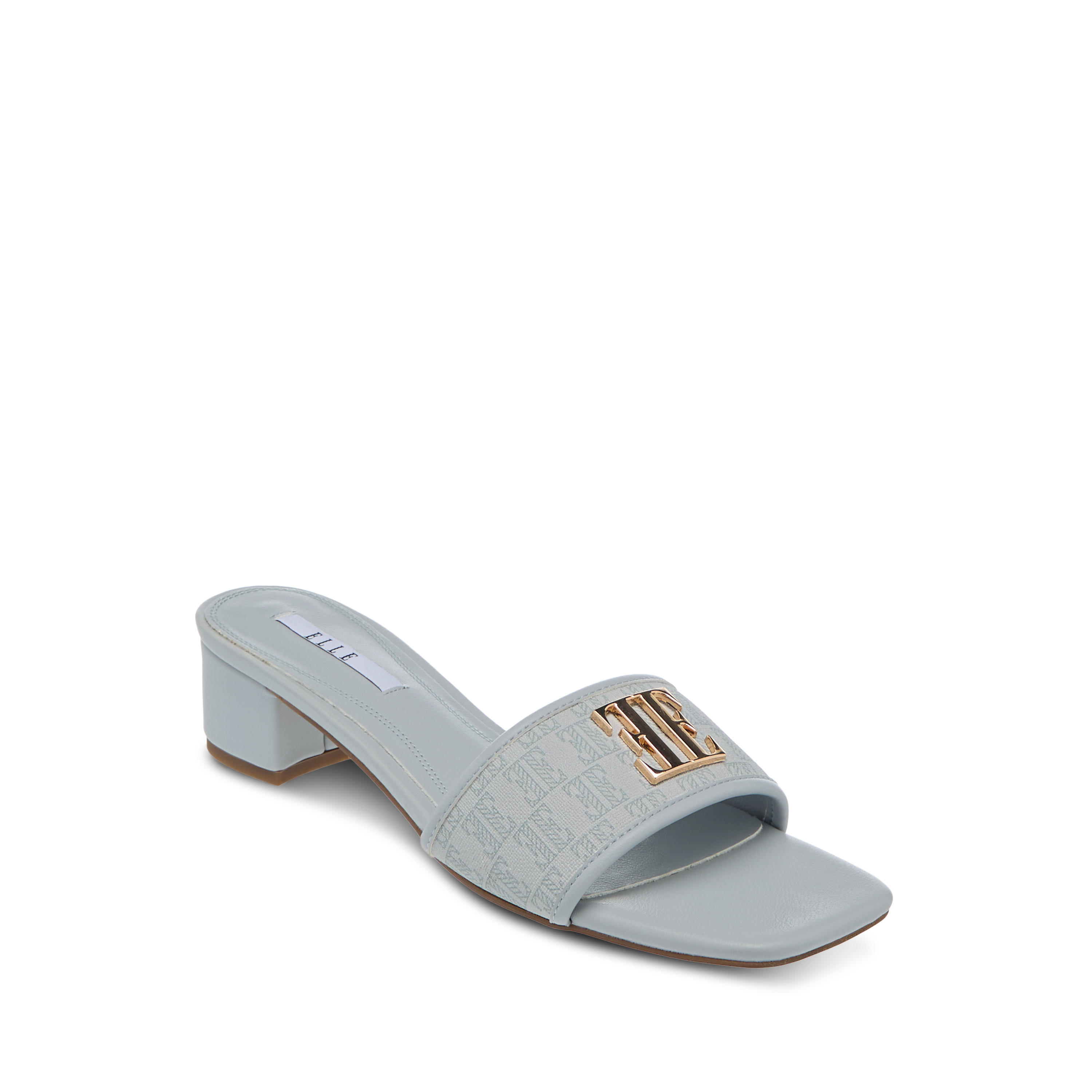 Elle Women's Monogram Detail Slip-On Sandals with Block Heels-women-shoes-sandals-heeled-image-2