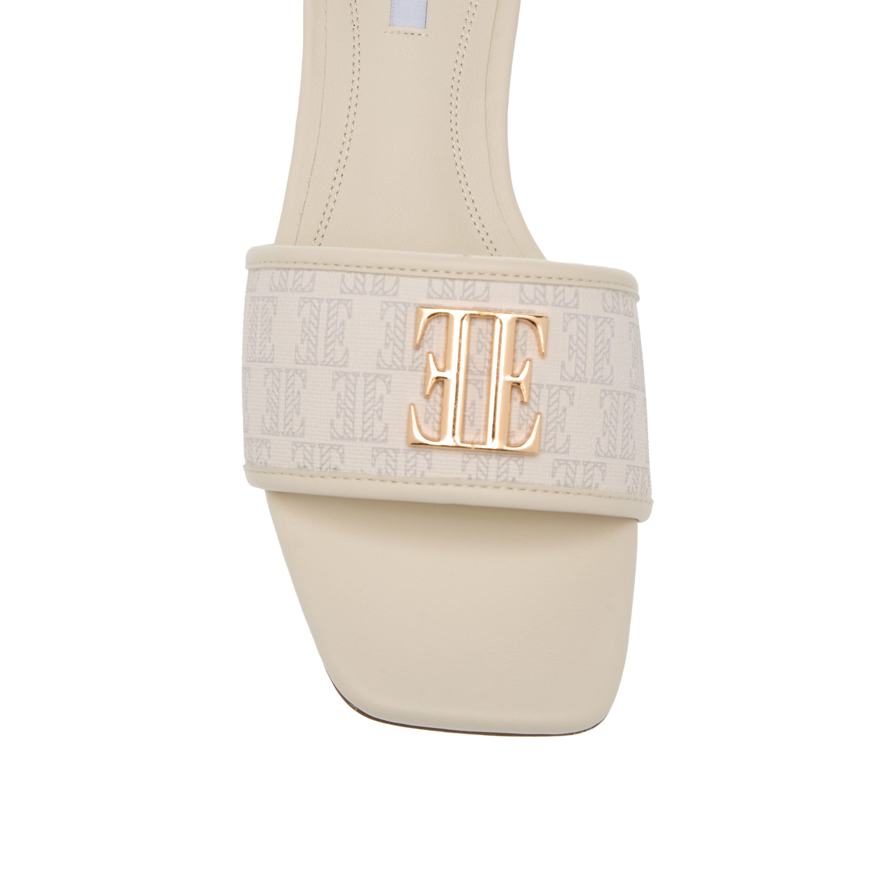 Elle Women's Monogram Detail Slip-On Sandals with Block Heels-women-shoes-sandals-heeled-image-4