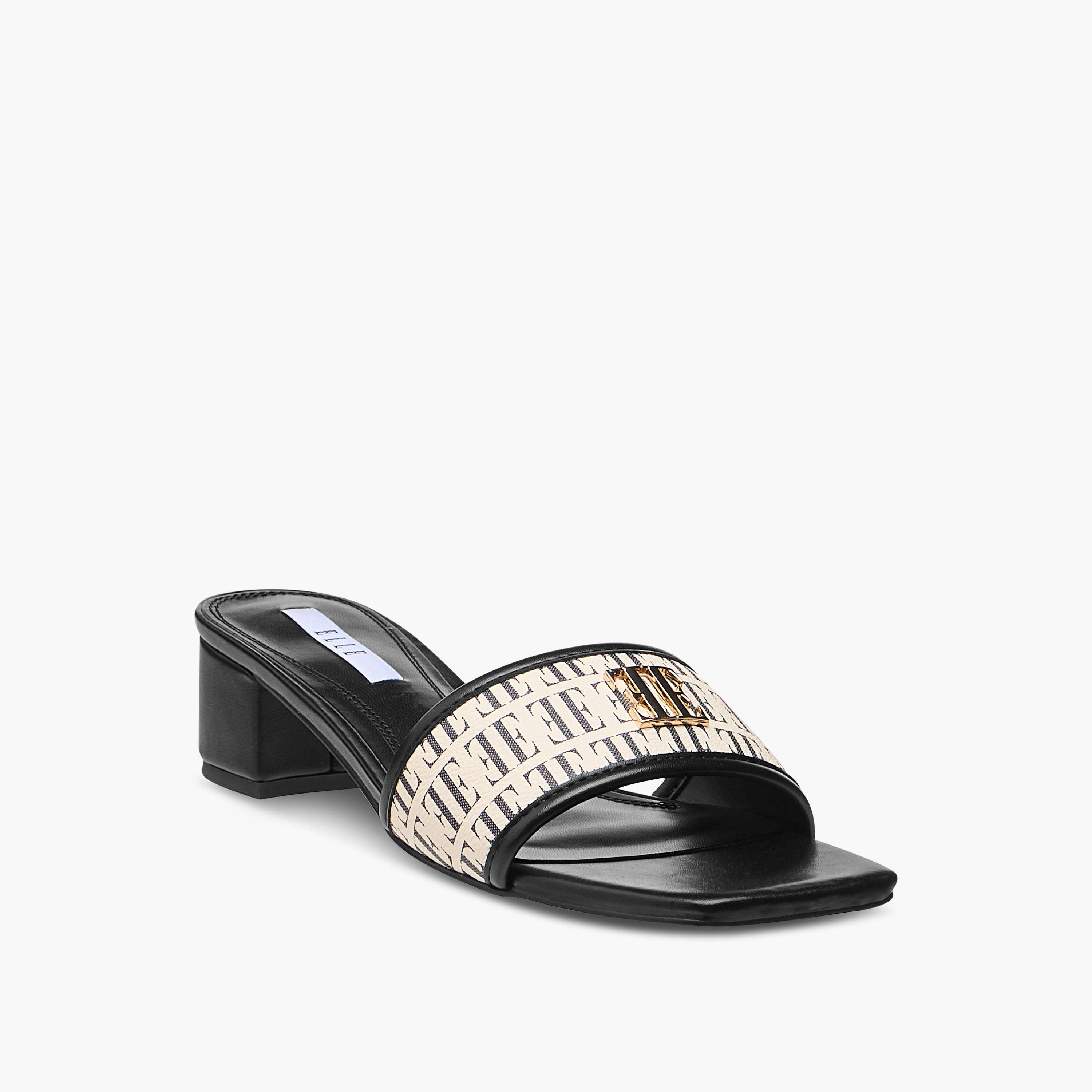 Elle Women's Monogram Print Slip-On Sandals with Block Heels-women-shoes-heels-image-2
