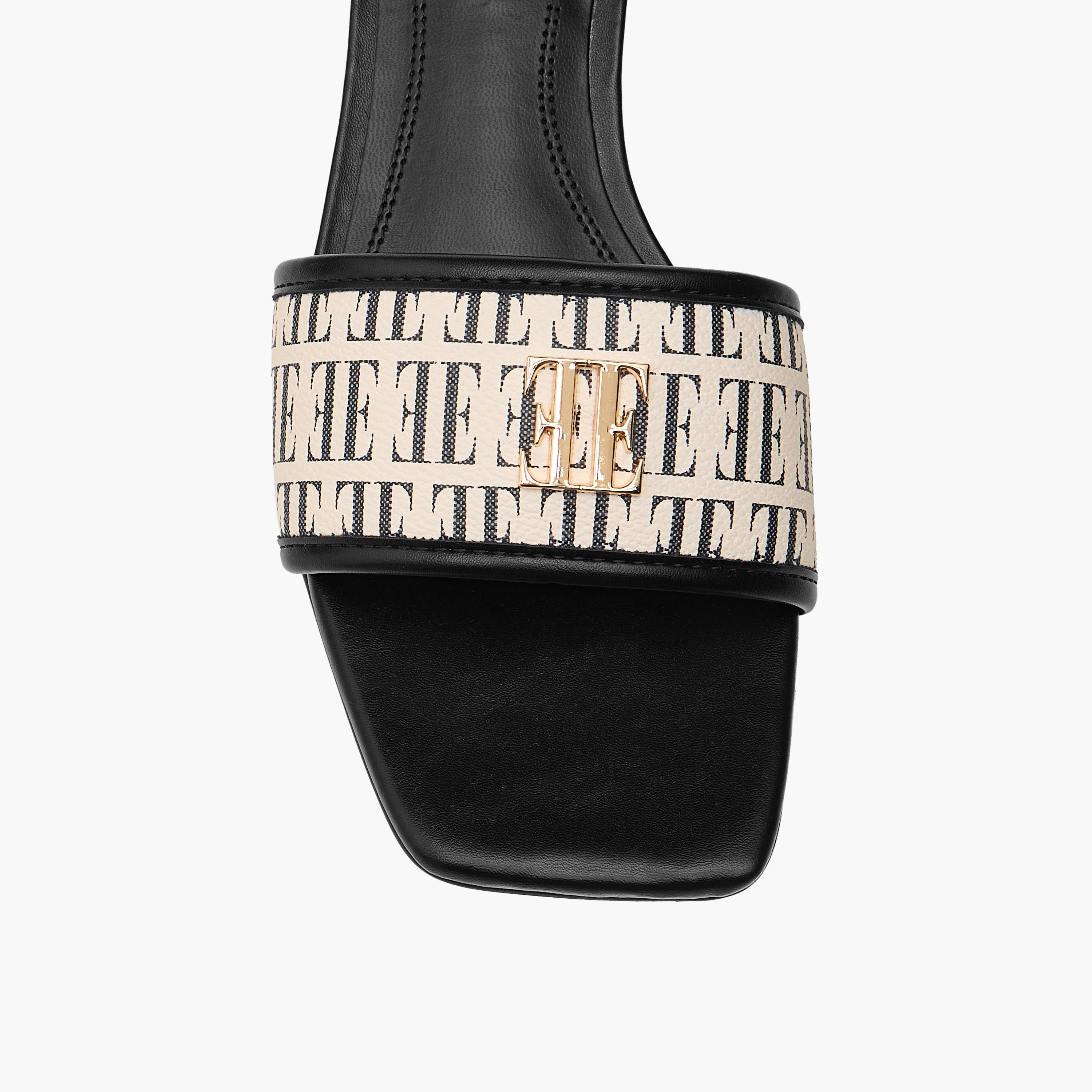 Elle Women's Monogram Print Slip-On Sandals with Block Heels-women-shoes-heels-image-4