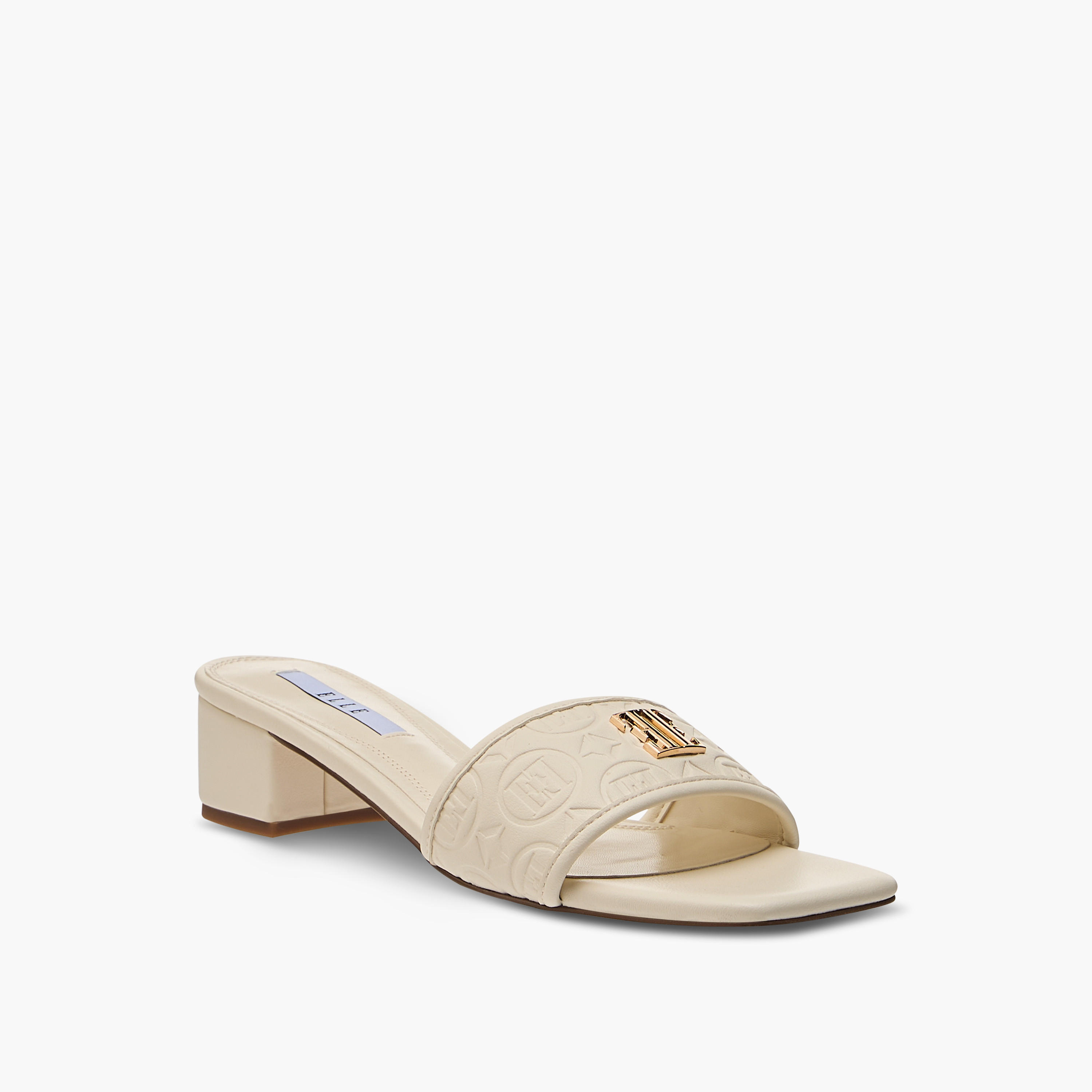 Elle Women's Monogram Print Slip-On Sandals with Block Heels-women-shoes-heels-image-2